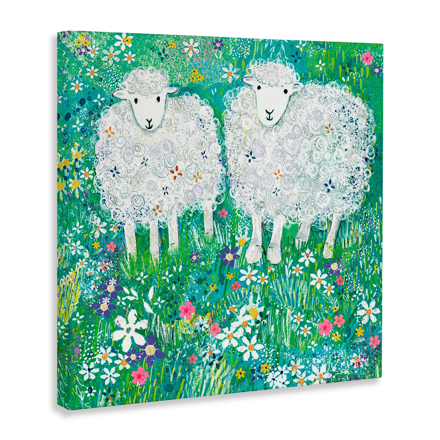 Stupell Industries Wooly Sheep with Scattered Flowers Canvas, design by Clare Tupper