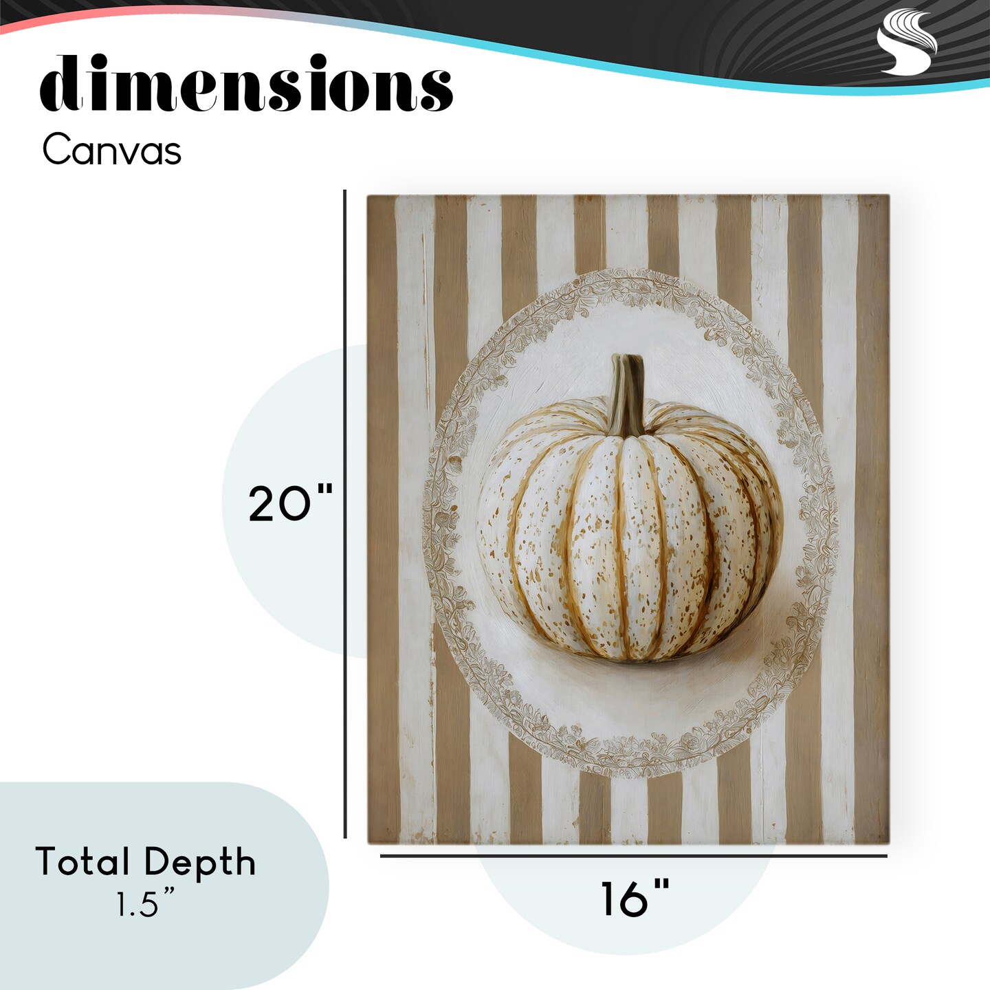 Stupell Industries Beige Stripes Pumpkin Canvas, design by Arlington Prints