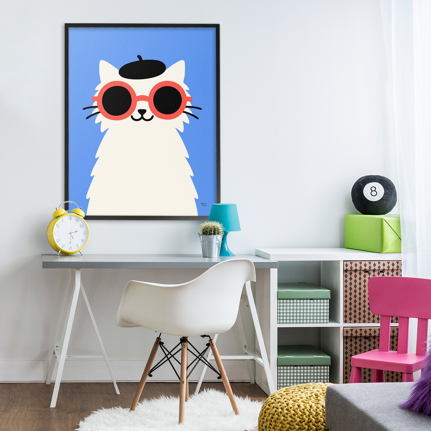 Stupell Industries Stylish French Cat Framed Giclee, design by Jessica Beck