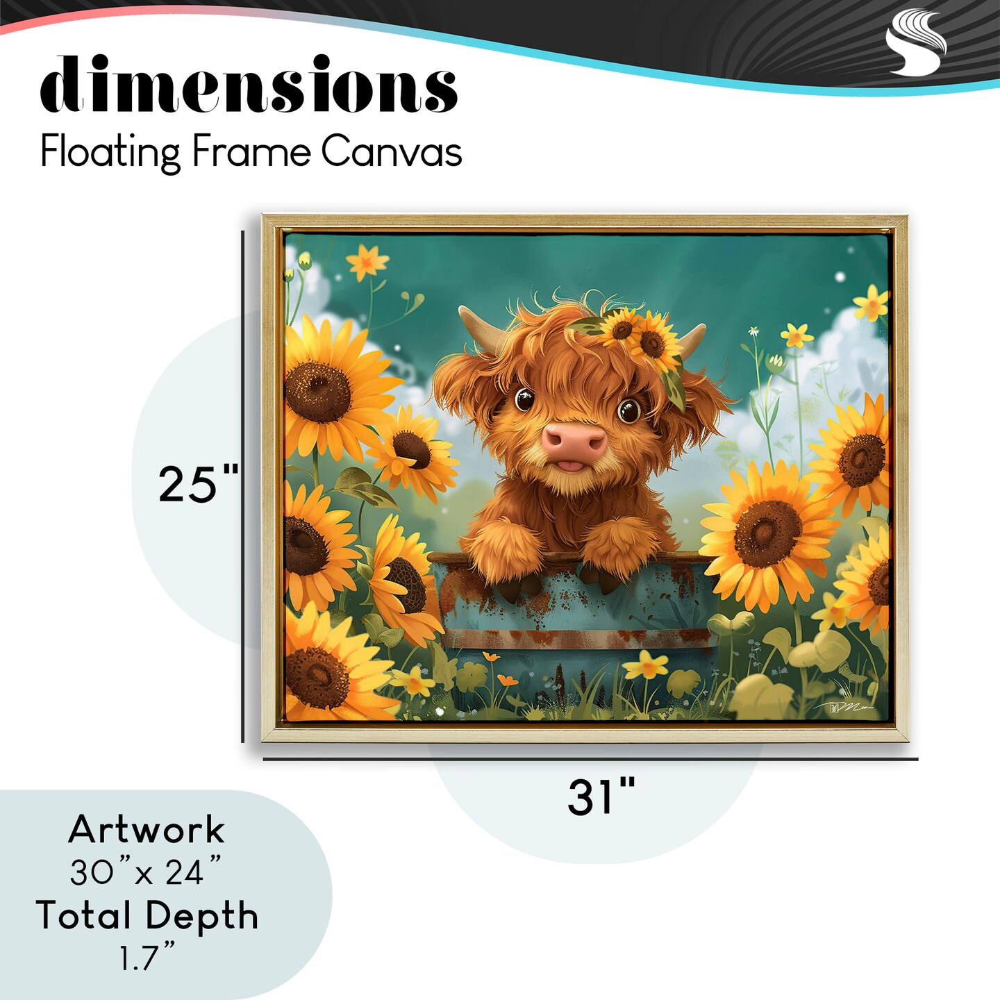 Stupell Industries Cute Happy Highland Cow Floating Frame, design by Momart