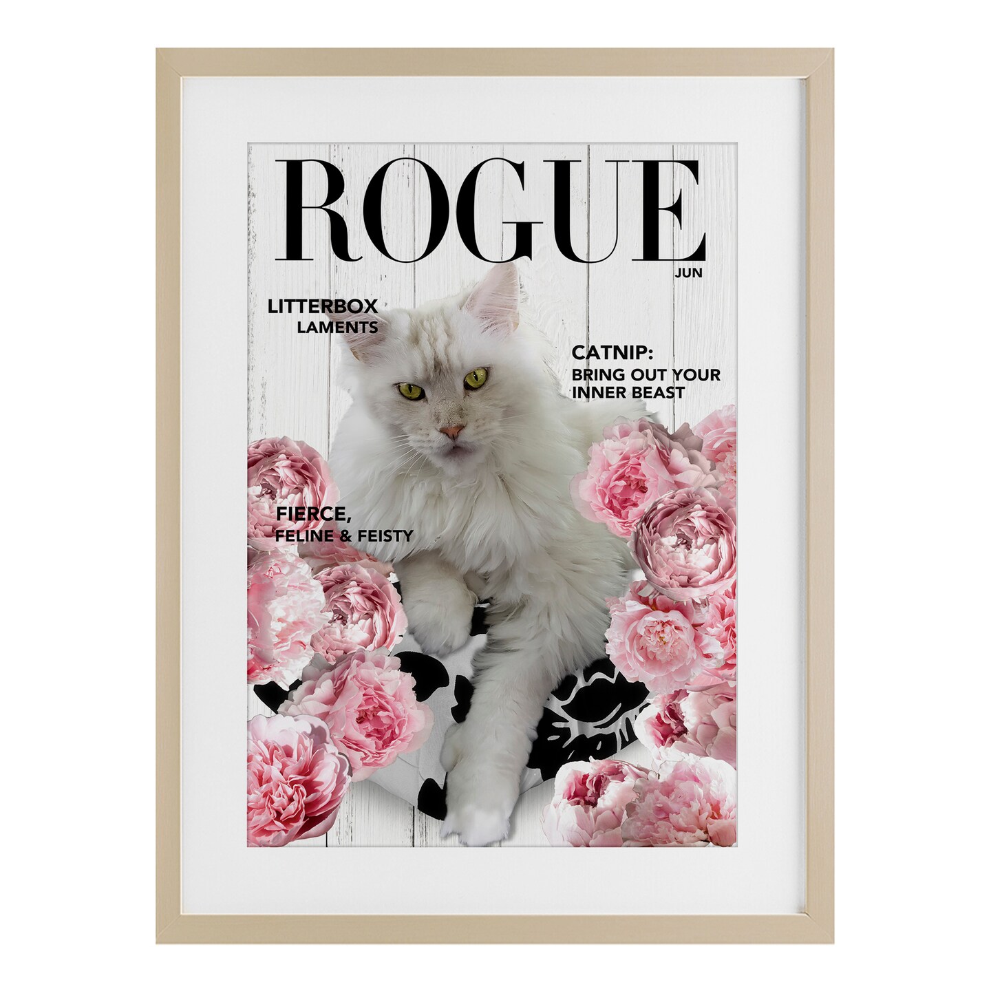 Stupell Industries Funny Floral Cat Magazine Framed Print Under Glass, design by Sasha