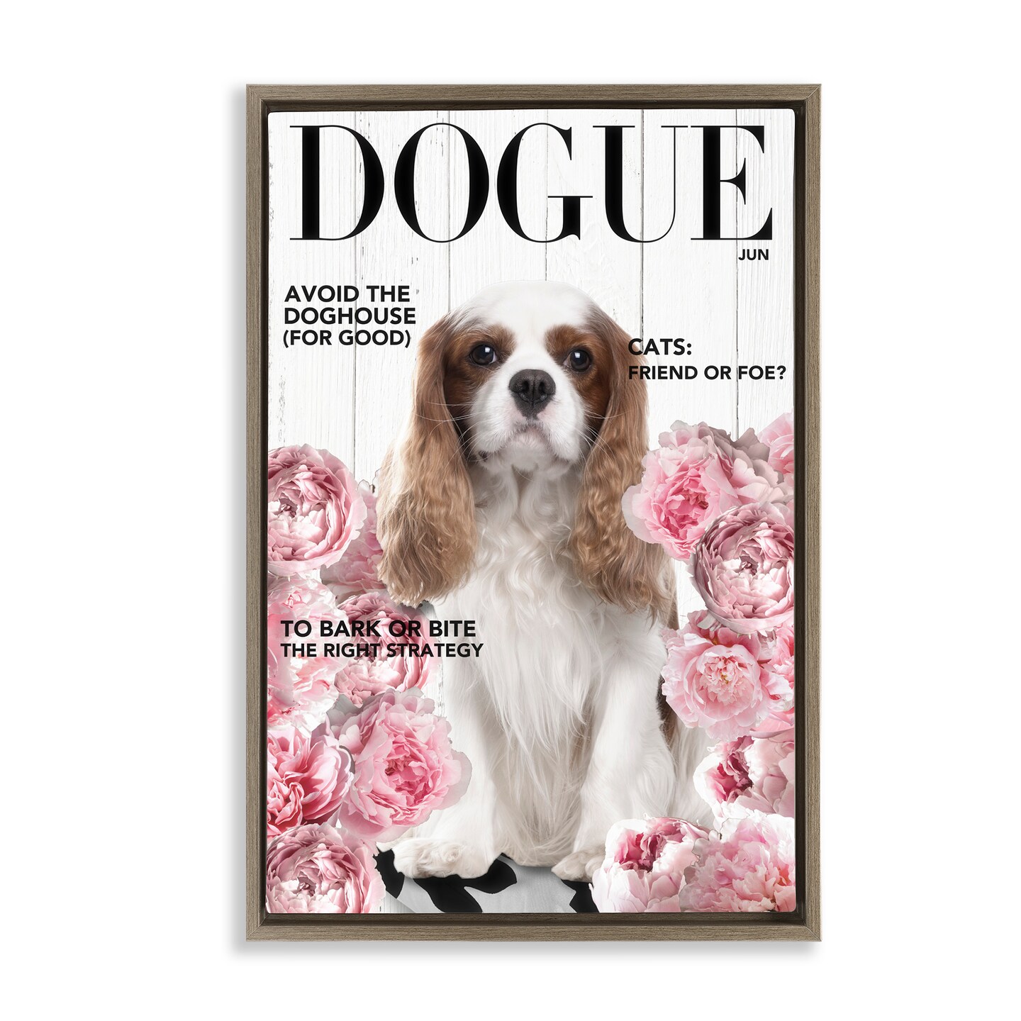 Stupell Industries Funny Floral Dog Magazine Floating Frame, design by Sasha