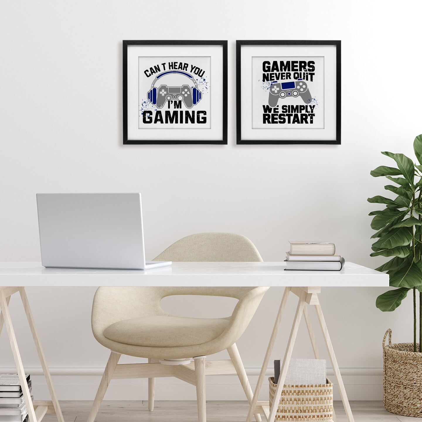 Stupell Industries Gamer Culture Phrases 2pc Framed Print Under Glass Set, design by Kim Allen