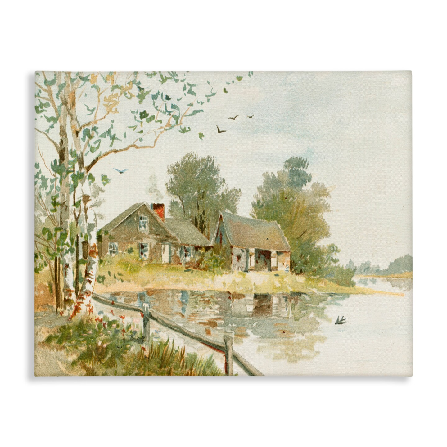 Stupell Industries Cabin Along River's Edge Canvas, design by Lettered and Lined