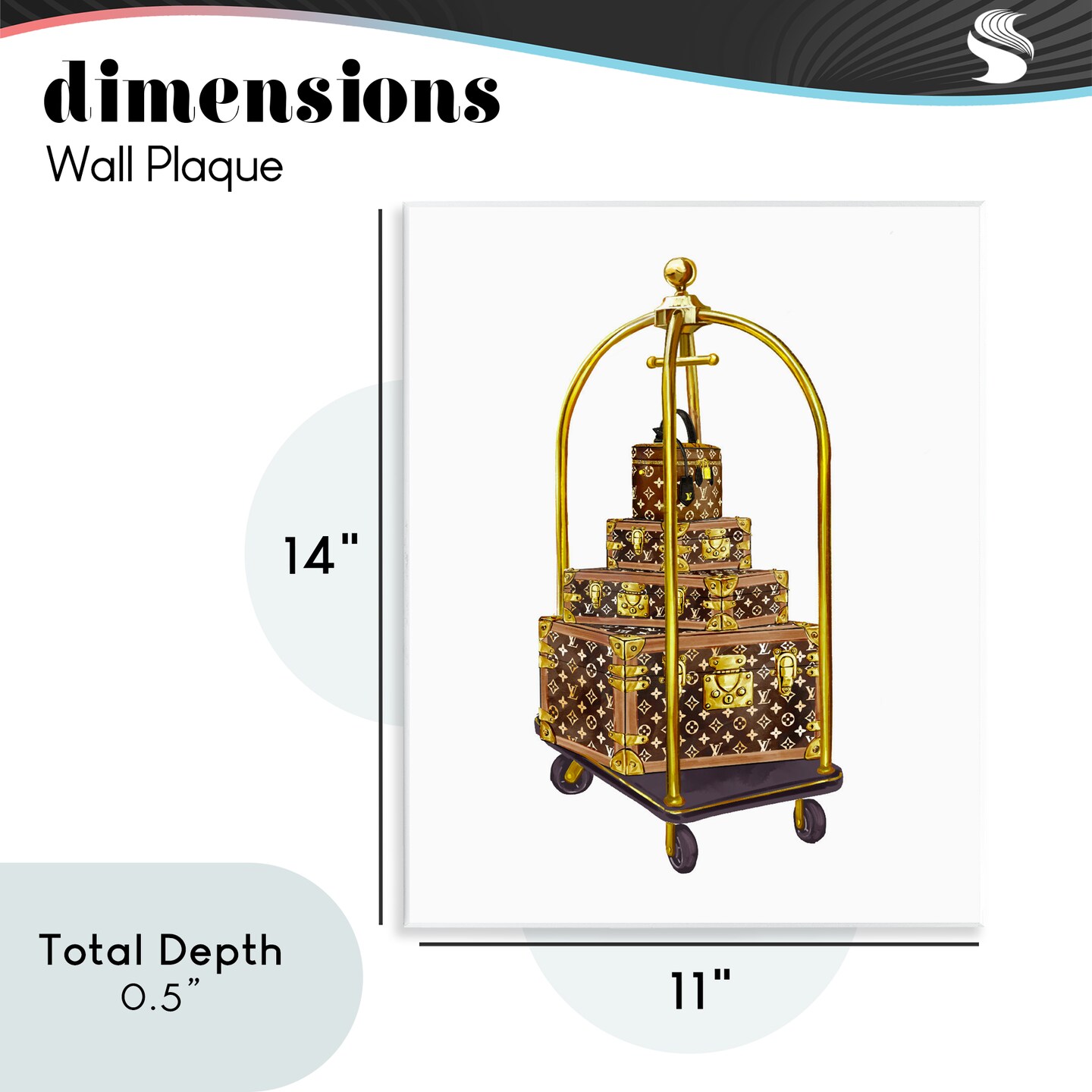 Stupell Industries Glam Hotel Luggage Wall Plaque, design by Ziwei Li