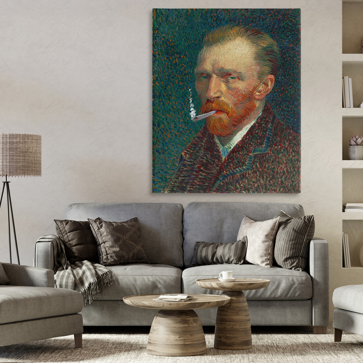 Stupell Industries Van Gogh Portrait with Smoke Canvas, design by Masters Redux