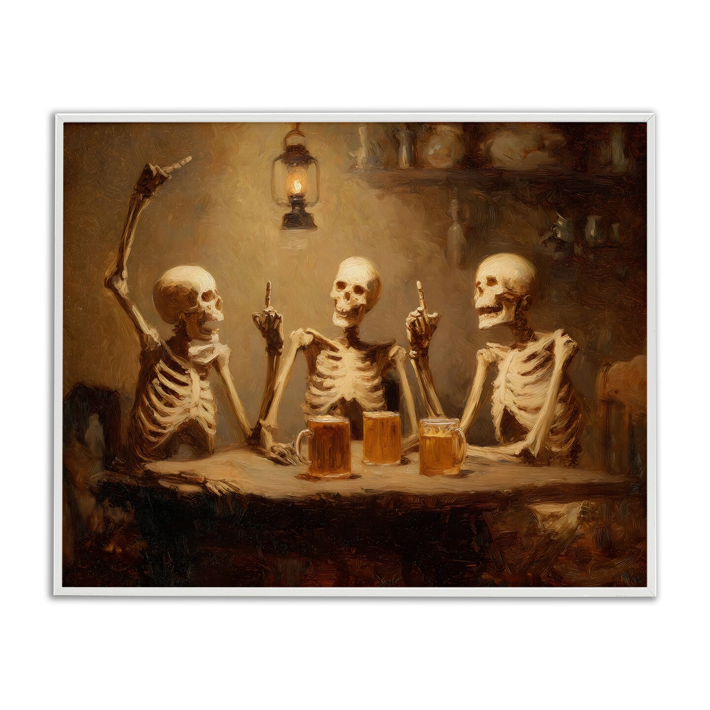 Stupell Industries Skeletons Drinking at Tavern Framed Giclee, design by Arlington Prints