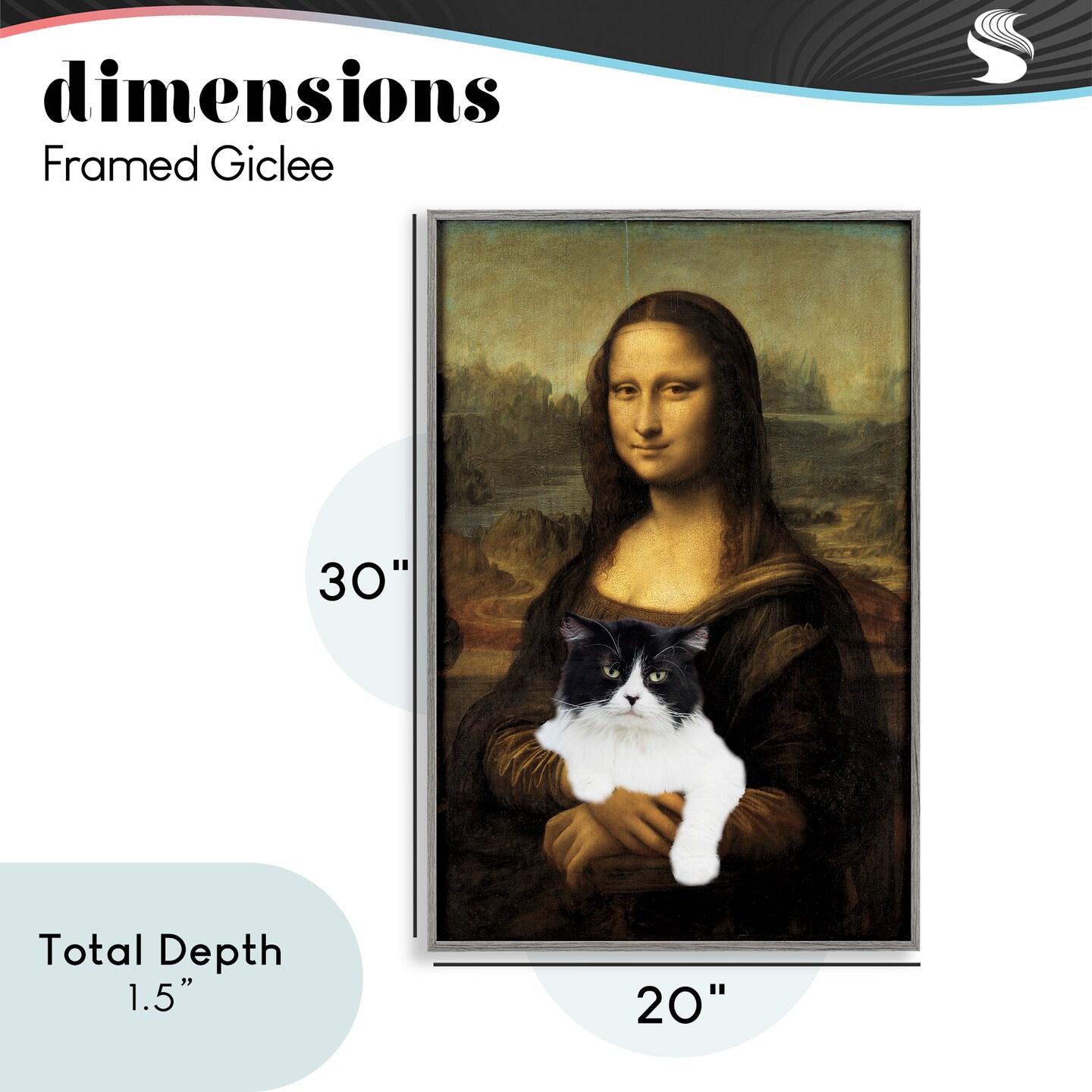 Stupell Industries Mona Lisa Cat Lady Framed Giclee, design by Masters Redux