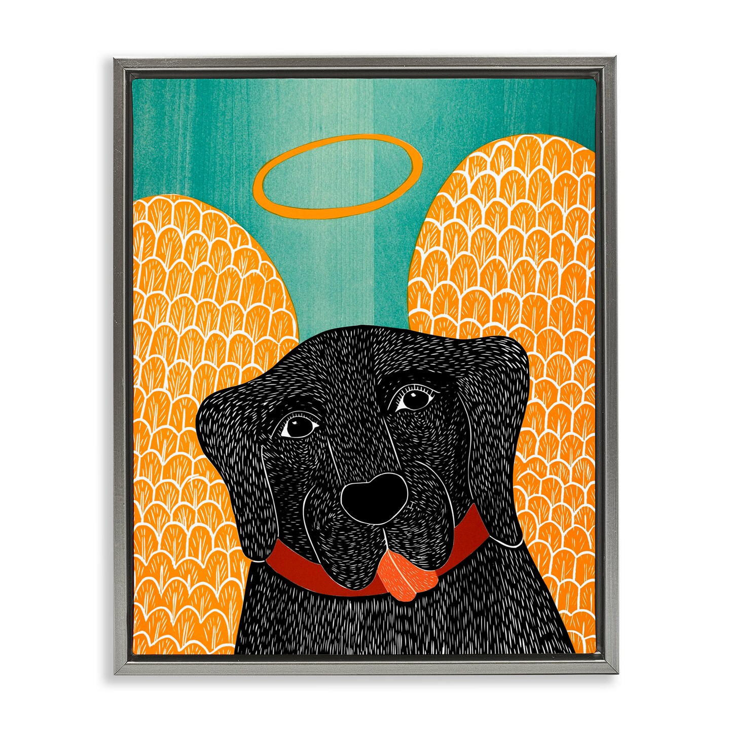Stupell Industries Dog Angel with Yellow Wings Floating Frame, design by Stephen Huneck