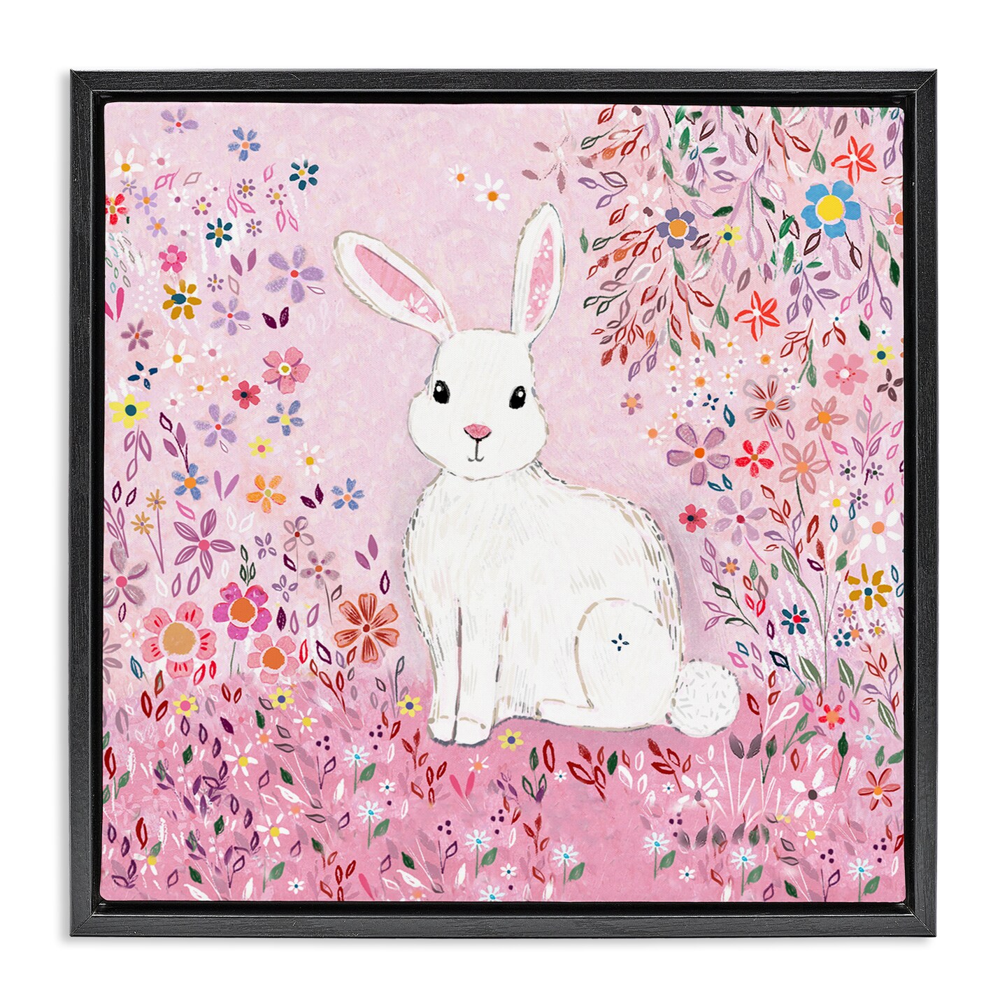 Stupell Industries Playful Flopsy Floral Rabbit Floating Frame, design by Clare Tupper