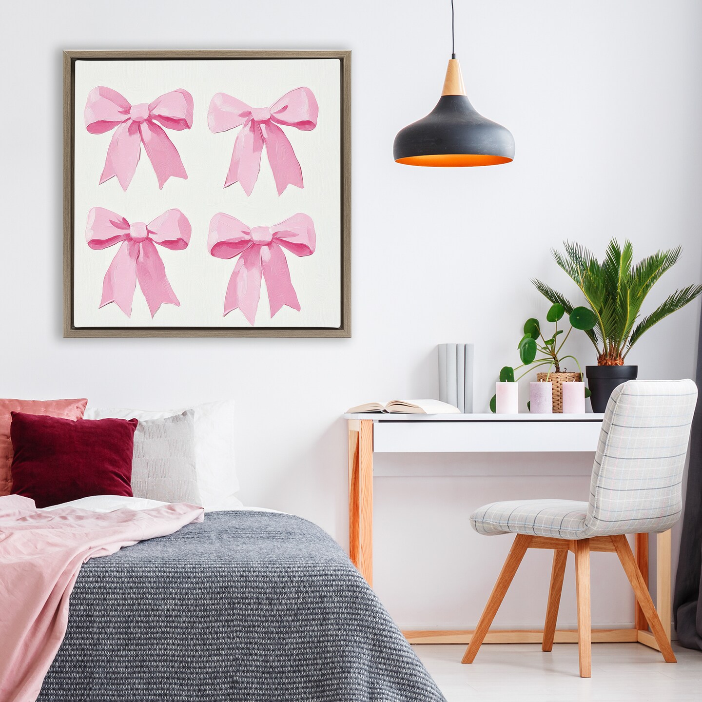 Stupell Industries Four Soft Pink Bows Floating Frame, design by Petal Prints Design