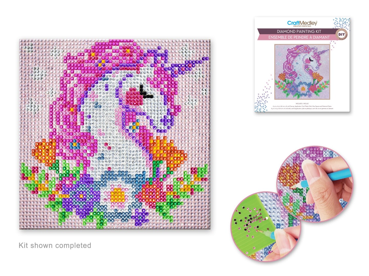 DIY Diamond Painting Unicorn Flowers Facet Art Bead Picture Kit