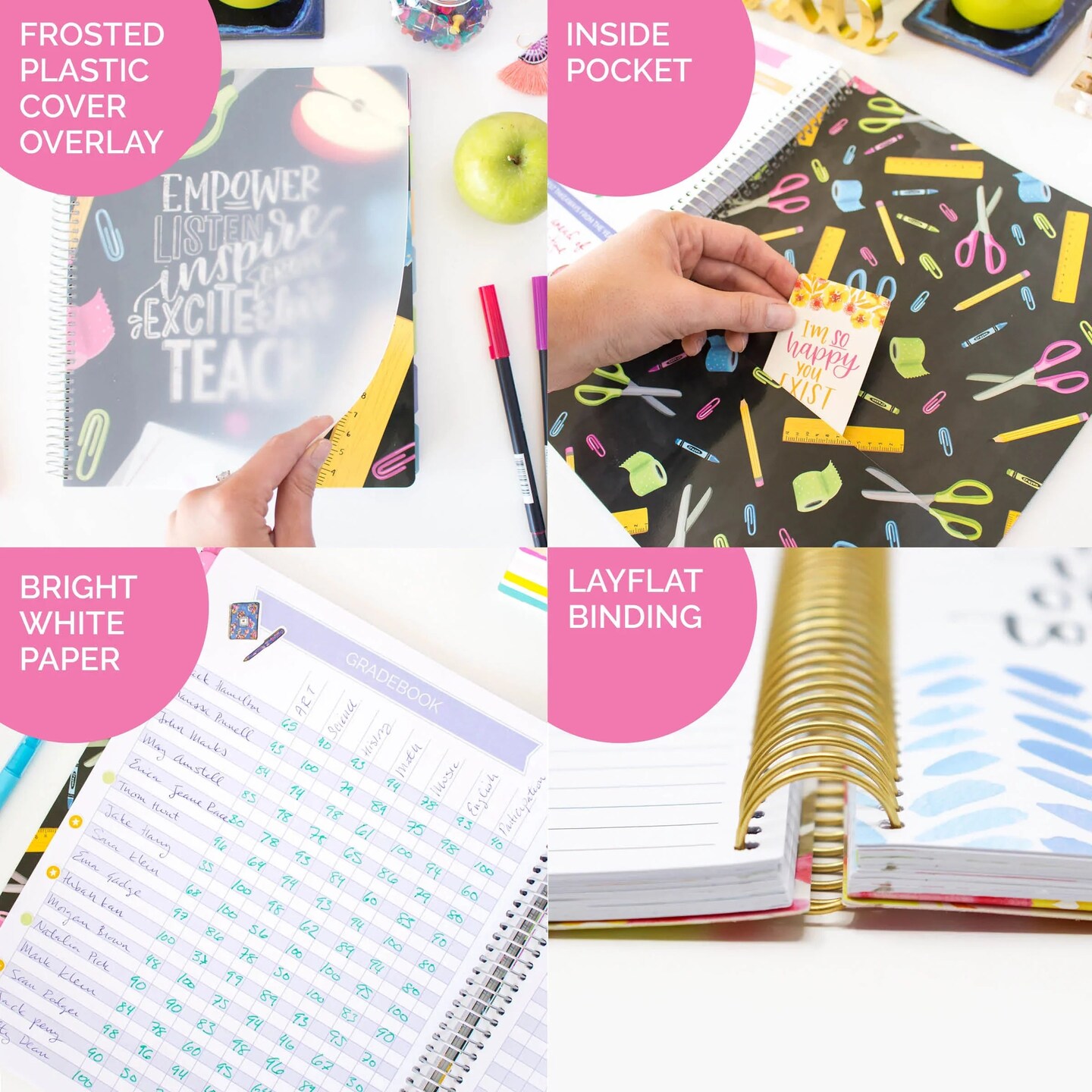 bloom daily planners Undated Teacher Planner & Calendar, 9" x 11" Chalkboard