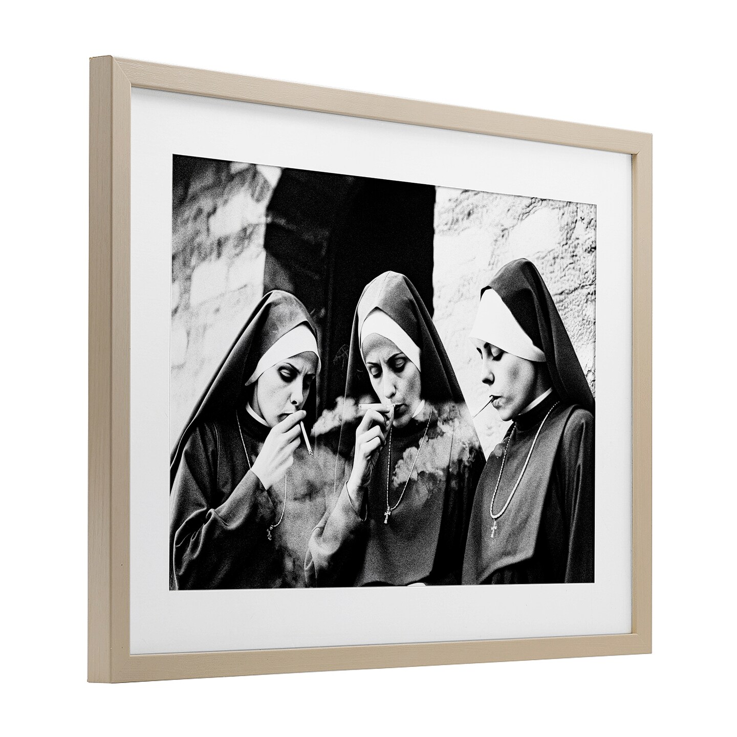 Stupell Industries Smoking Nuns Rebellion Framed Print Under Glass, design by Decent Exposures