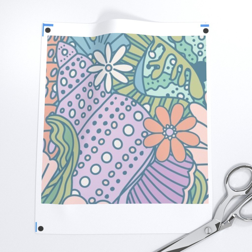 Sea Dragon Pastel Nautical Coastal Seashell Coral Pink Lavender Mint Aqua Custom Printed Fabric by Spoonflower Various Fabrics by the Yard or Fat Quarter