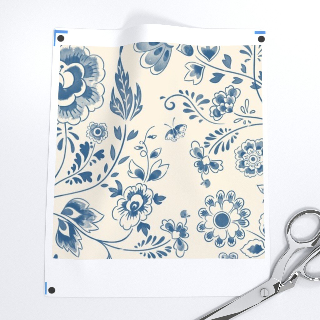 Trailing Floral Retro Beige Watercolor Garden Traditional Flowers Classic Grandmillennial Custom Printed Fabric by Spoonflower Various Fabrics by the Yard or Fat Quarter
