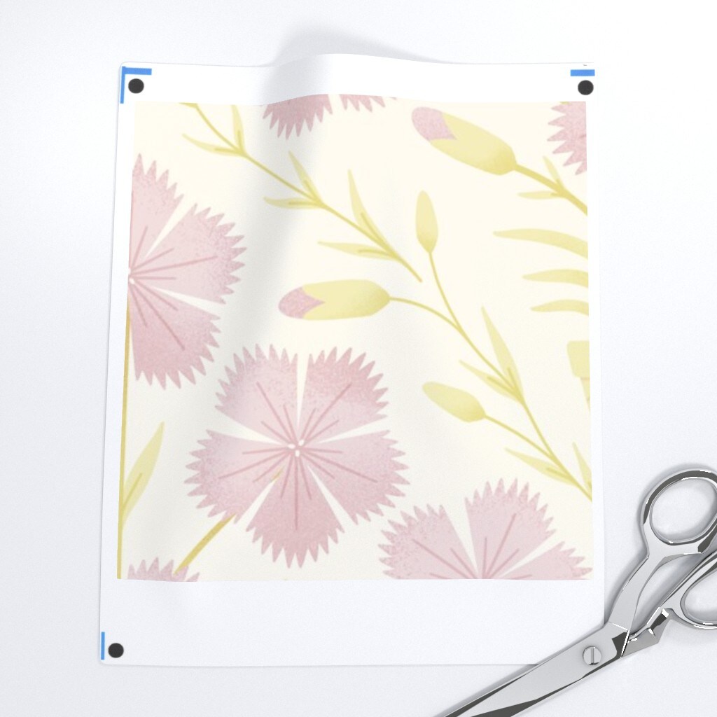 Pastel Floral Flower Damask Pink And Yellow Soft Hues Feminine Spring Cottagecore Custom Printed Fabric by Spoonflower Various Fabrics by the Yard or Fat Quarter