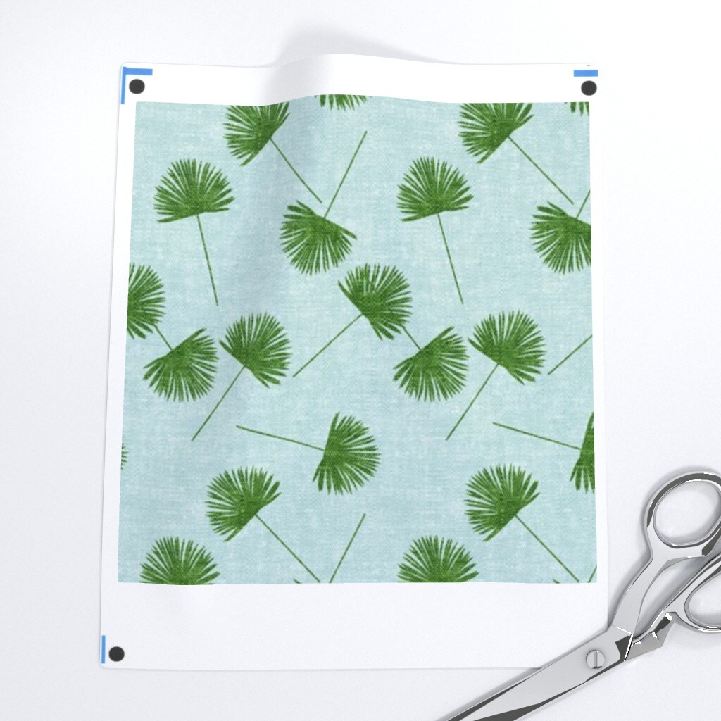 Tropical Palm Coastal Botanical Resort Chic Beach Fan Leaves Small Scale Custom Printed Fabric by Spoonflower Various Fabrics by the Yard or Fat Quarter