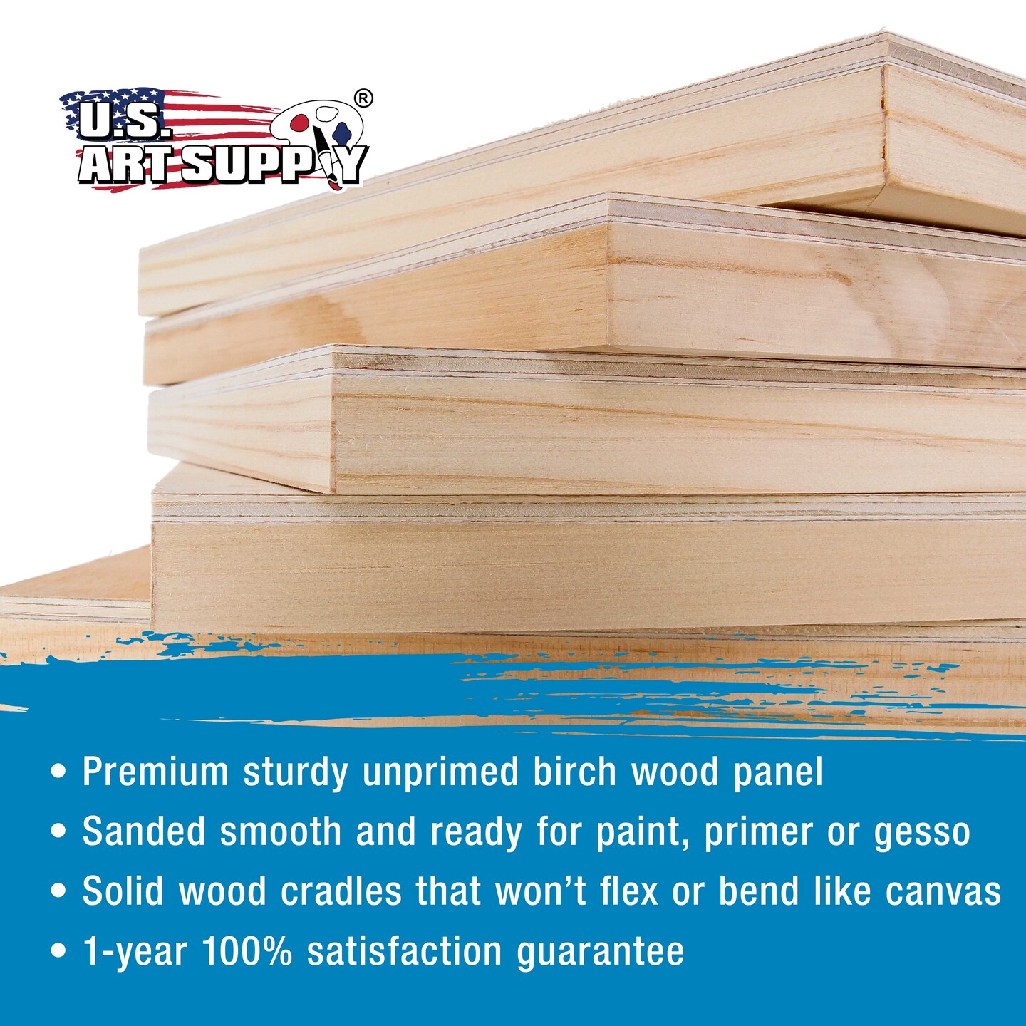 Unfinished Cradled Wood Panels for Painting, 5 Pack of 4x6 inch - Studio Birch Wooden Canvas Boards 3/4" Deep - Mixed-Media Craft, Acrylic, Oil, Encaustic, Paint Pouring Panel Board