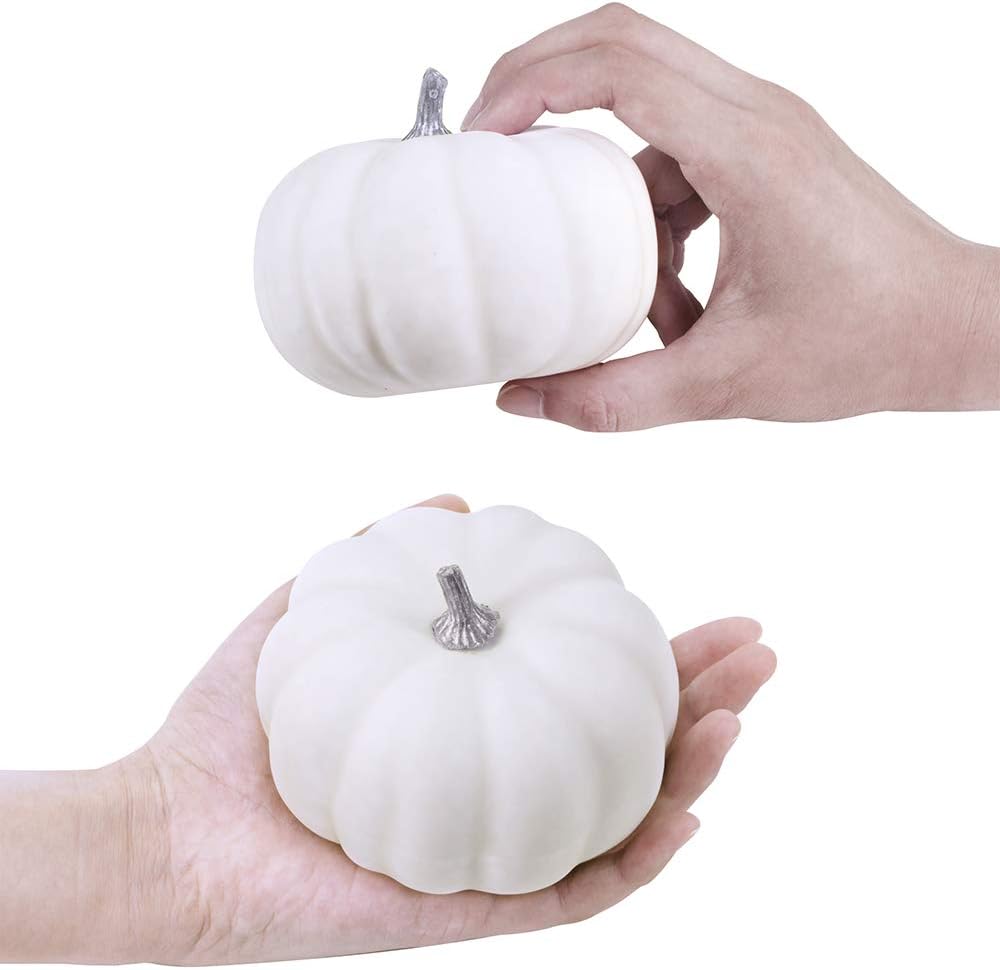 8 Pcs White Mini Artificial Pumpkins