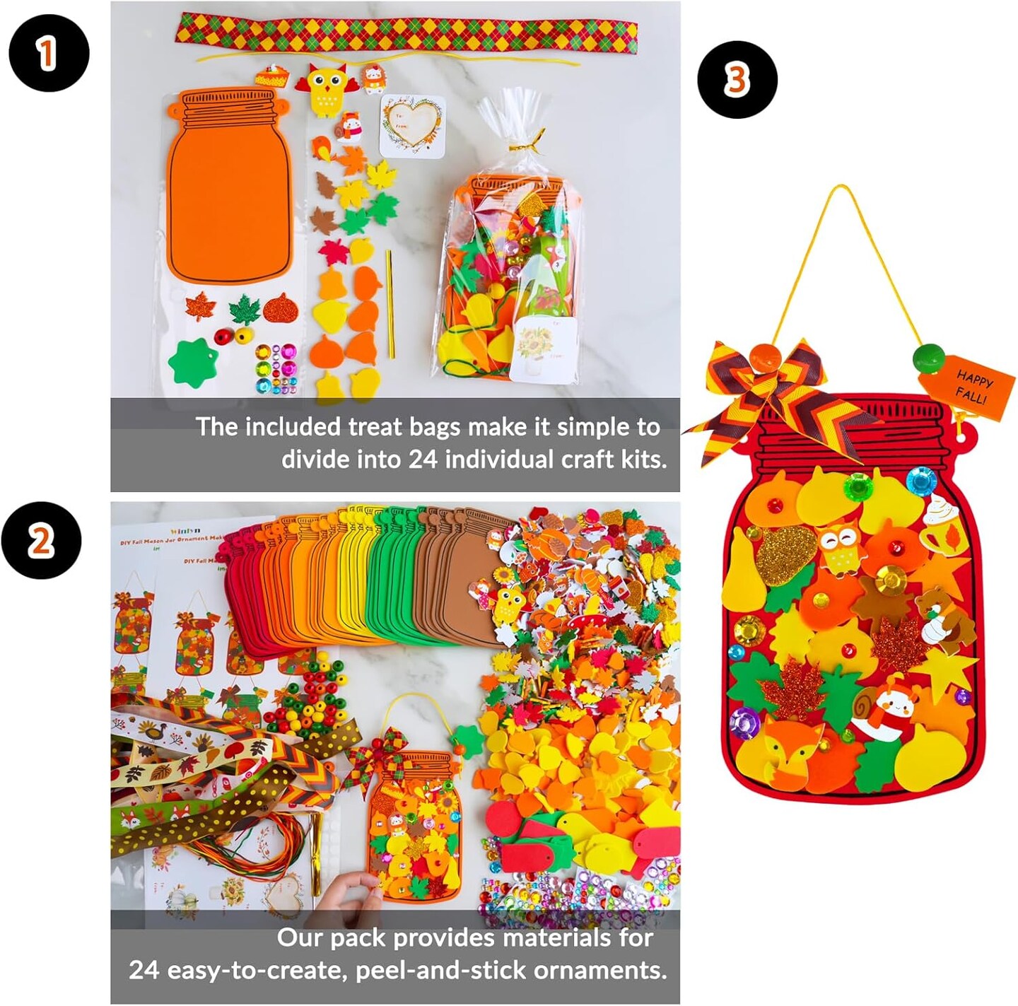 24 Sets Fall Craft Kits DIY Maple Leaf Pumpkin