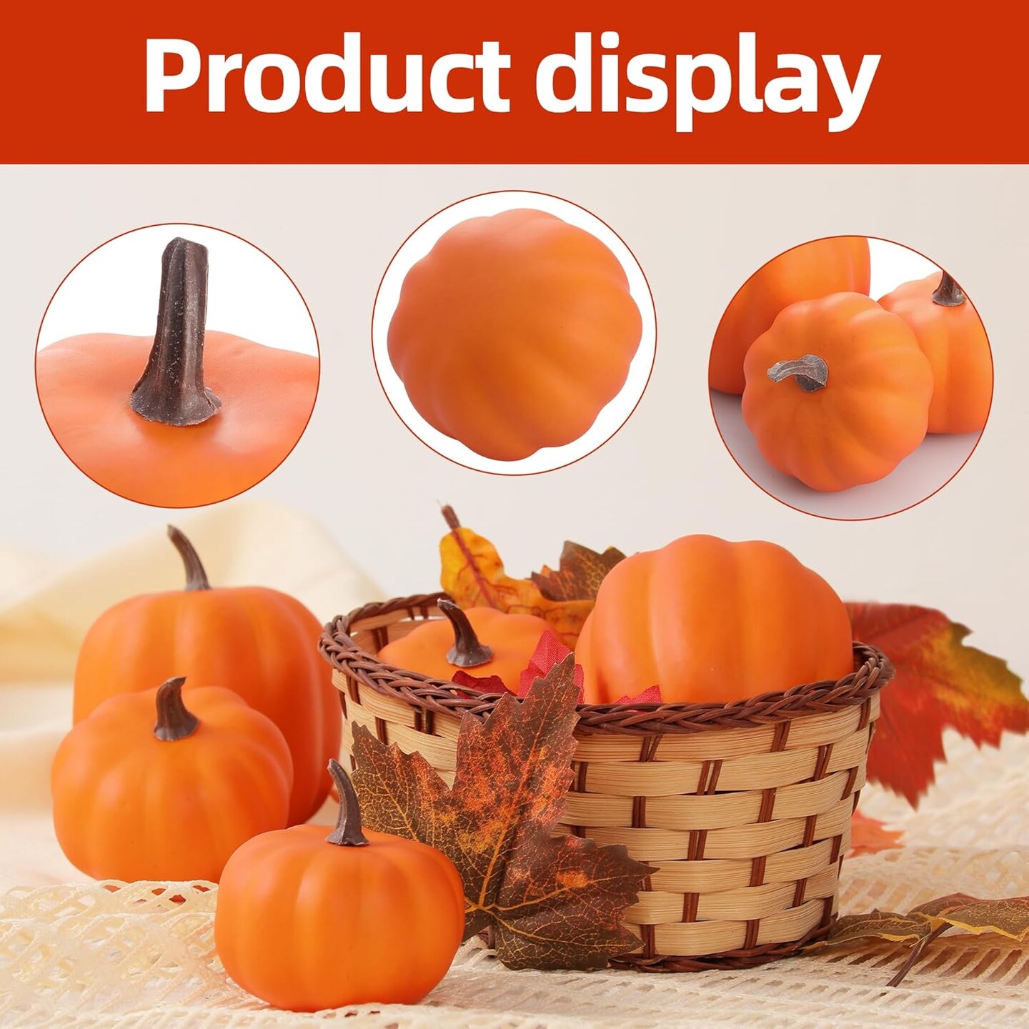 Orange Artificial Pumpkins 8 PCS