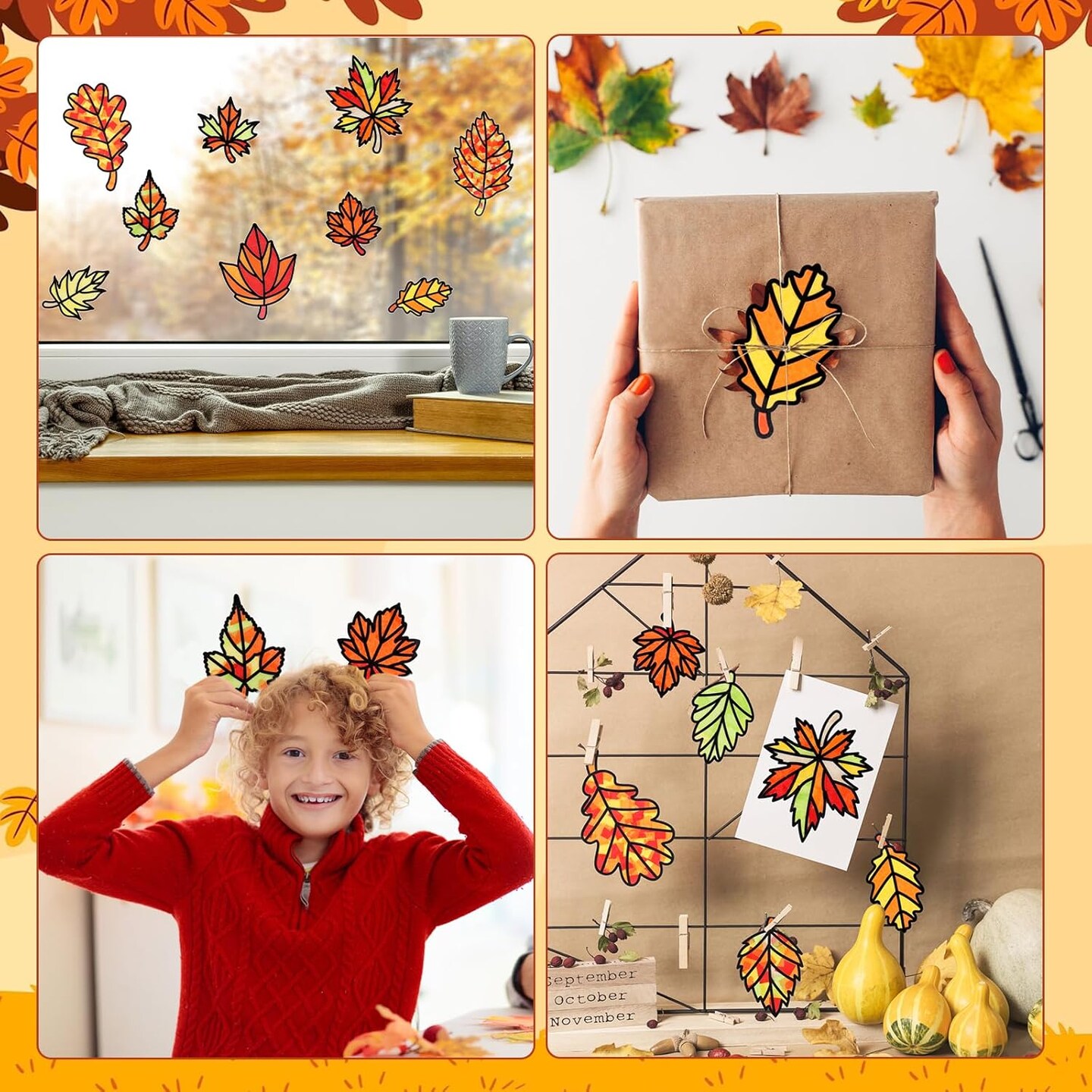 12 Pack Maple Leaf Craft for Kids Make You Fall Own Stained Glass