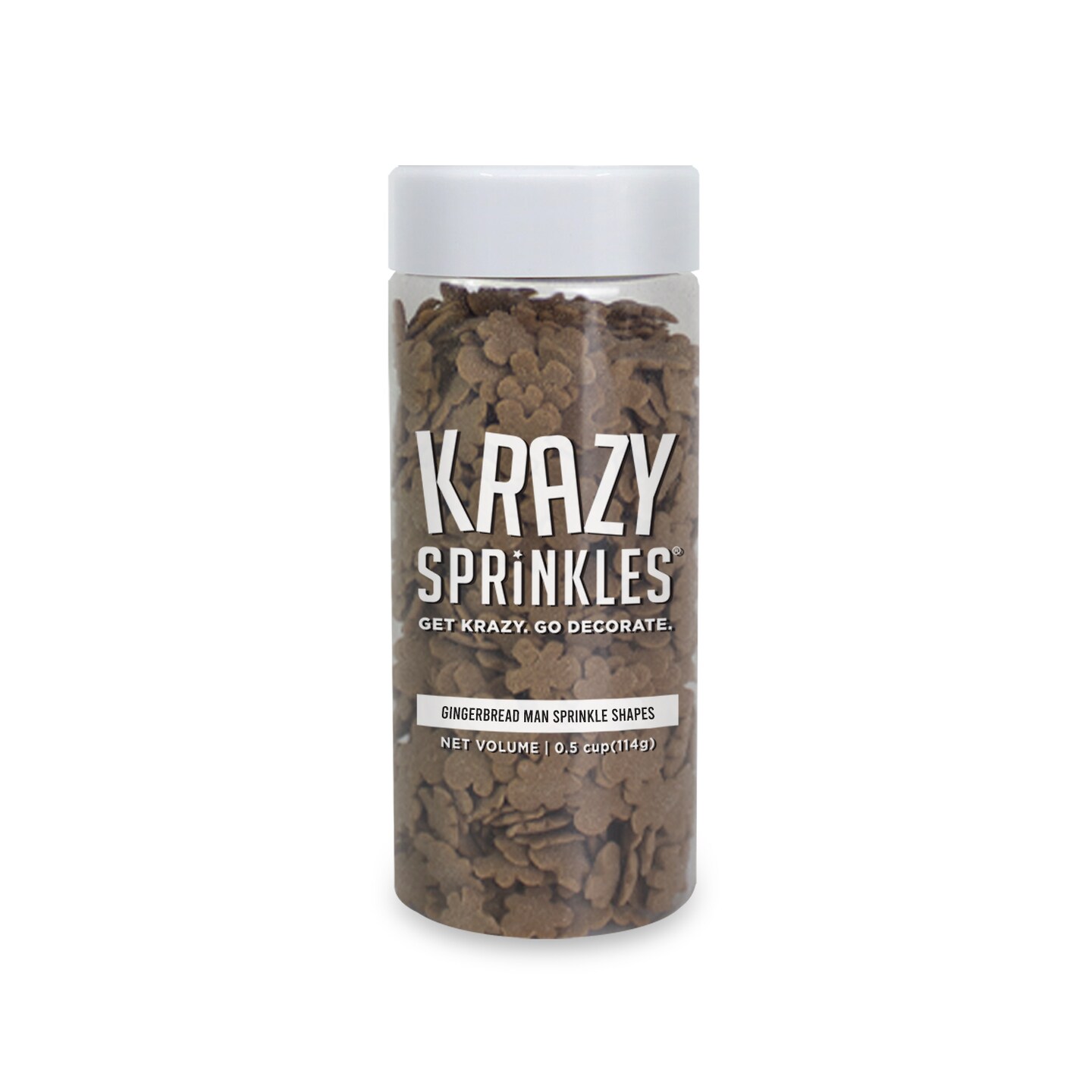 Krazy Sprinkles - Gingerbread Man (1/2 Cup, 1x Jar) for Cakes, Ice Cream & Cookies
