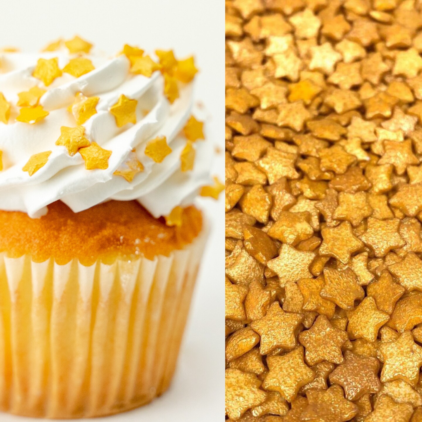 Krazy Sprinkles - Gold Pearl Stars (1/2 Cup, 1x Jar) for Cakes, Ice Cream &#x26; Cookies