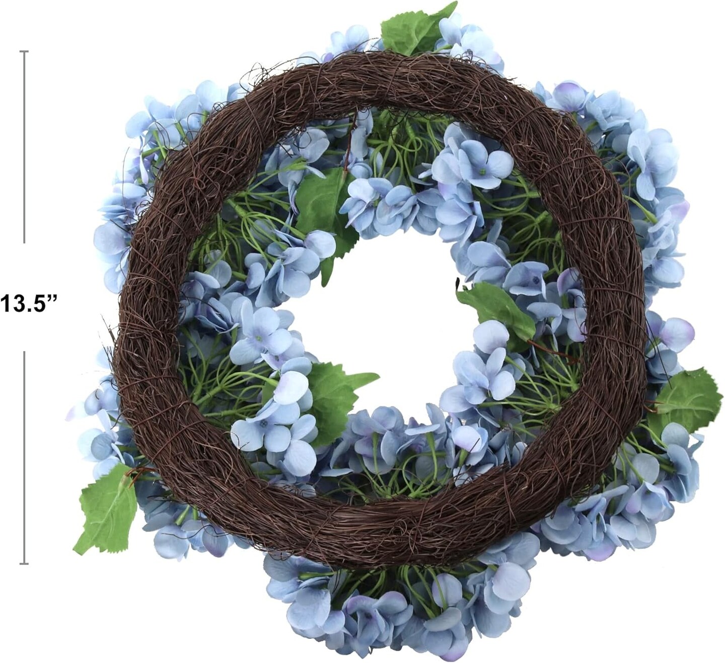 15" Blue Hydrangea Wreaths - 2-Pack, Lifelike Blooms on Grapevine Base, Perfect for Front Door, Wall & Wedding Décor - Spring & Year-Round Accent, Floral Home by Artificial Flowers