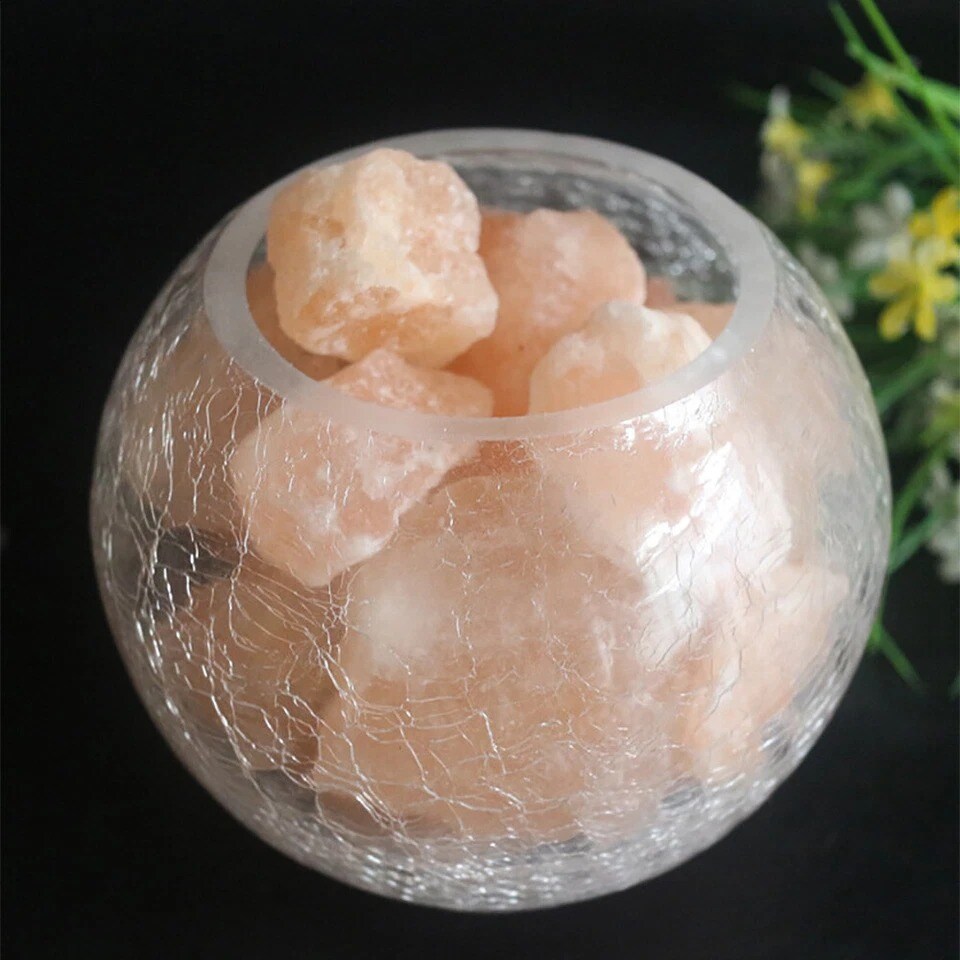 USB Himalayan Salt Lamp – Dimmable Crystal Night Light, Warm Glow Decor
