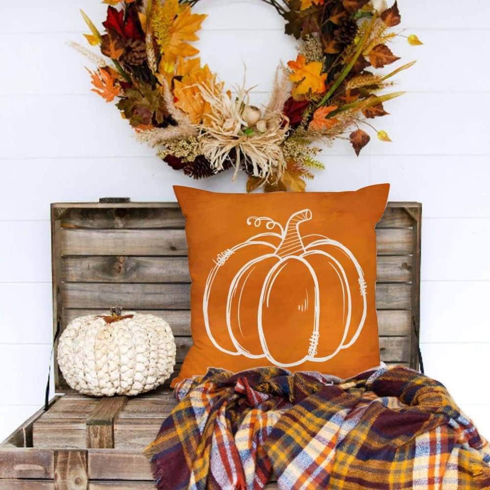 Fall Pumpkin Maple Leaves Pillow