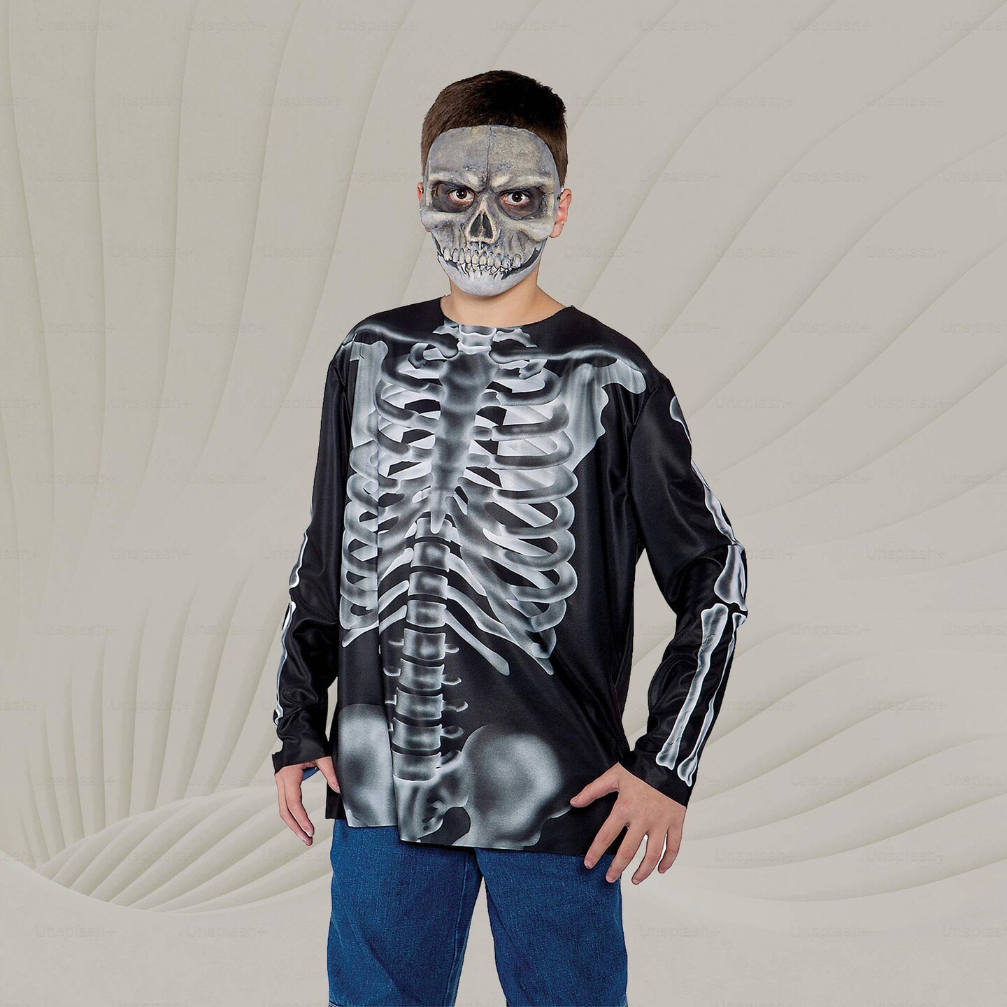 Skeleton Costume Black Skeleton Shirt X-Ray Skeleton Halloween