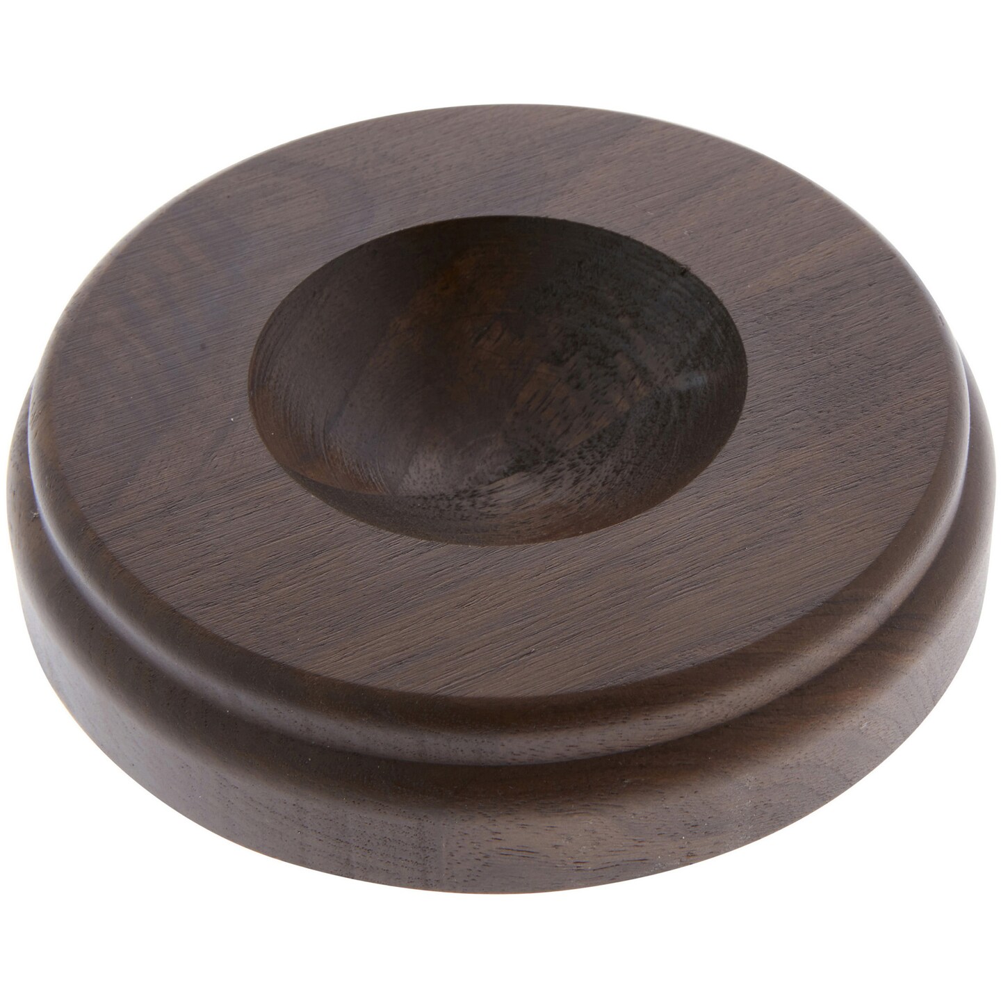 Plymor Revolving Walnut Round Wood Display Base with Indented Circle to Hold Egg, Marble, Ball or Sphere, 5" W x 5" D x 1.125" H (2.5" Circle)