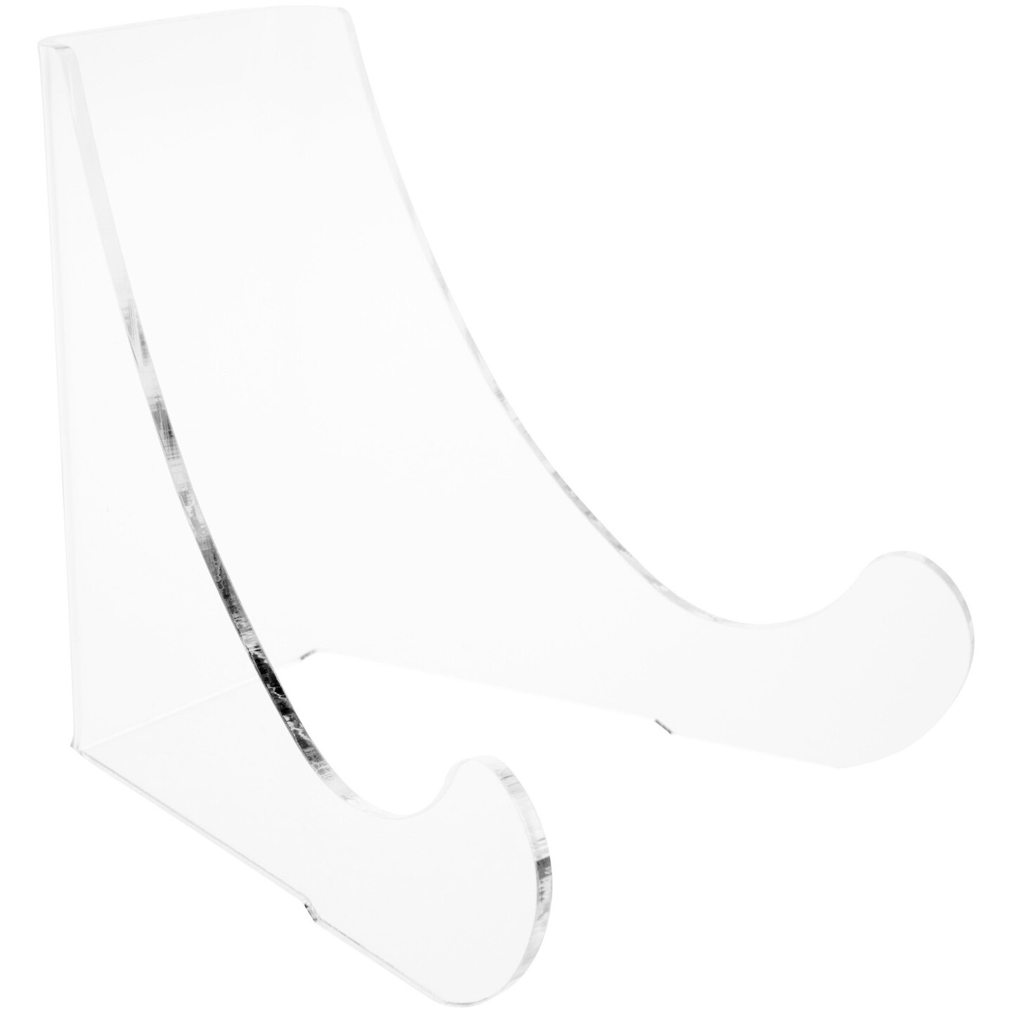 Plymor Clear Acrylic Flat Back Easel With Rounded Support Ledges, 4.5" H x 5.25" W x 4.5" D