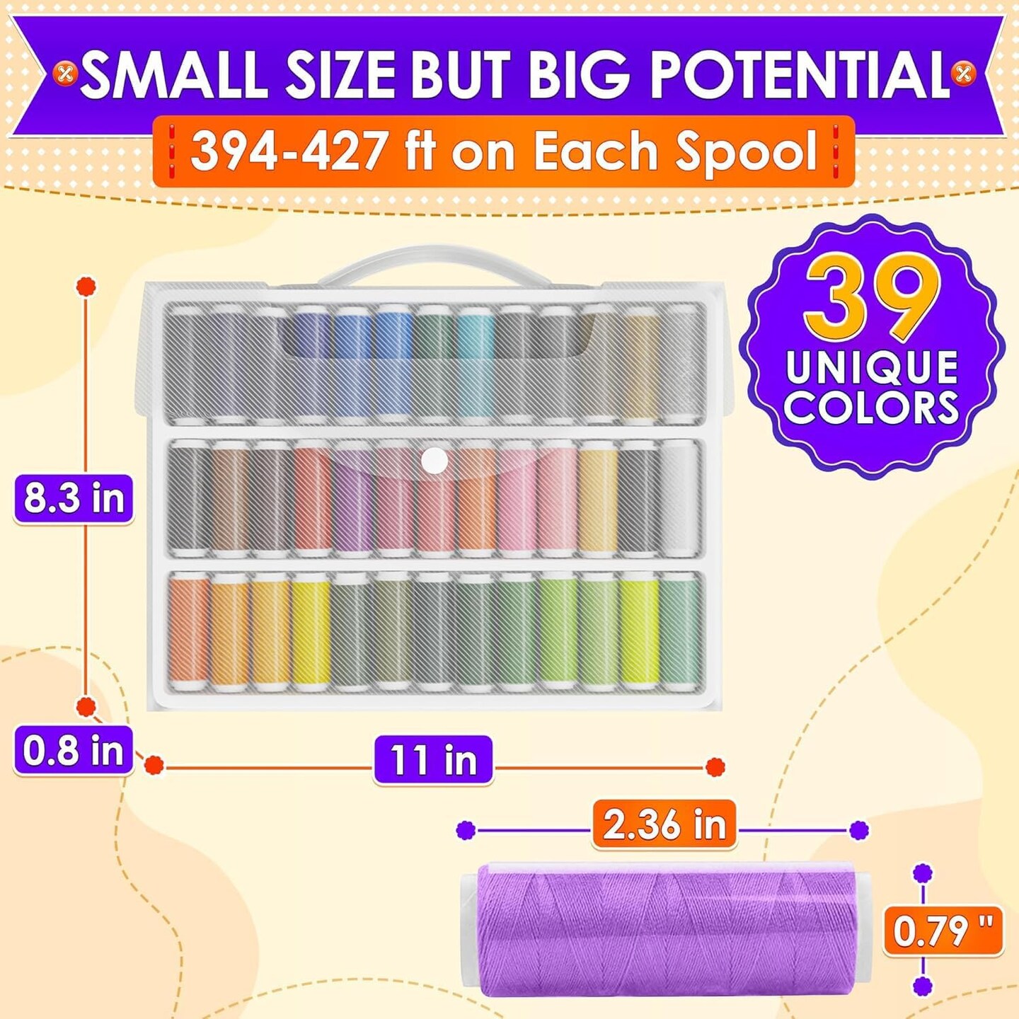 Sewing Machine Thread Set - 39 Colors Polyester Thread for Sewing