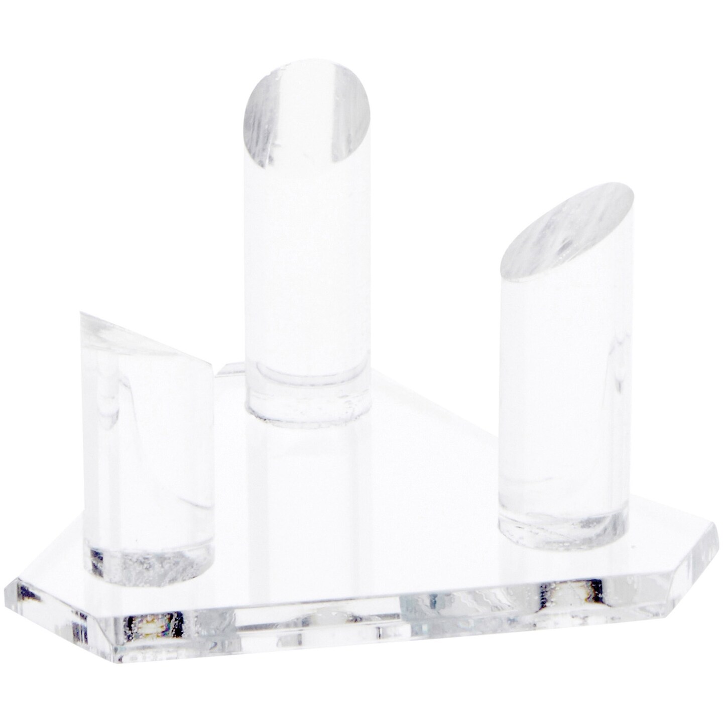 Plymor Clear Acrylic Beveled Triangular Display Base with 3 Display Prongs for Geode, Mineral or Crystal Cluster, 3.75" W x 3.25" D x 2" H
