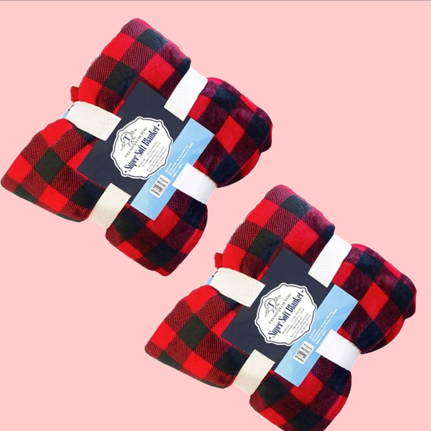 50x60" Checkered Red & Black Sherpa Throw Blanket Coral Fleece Front