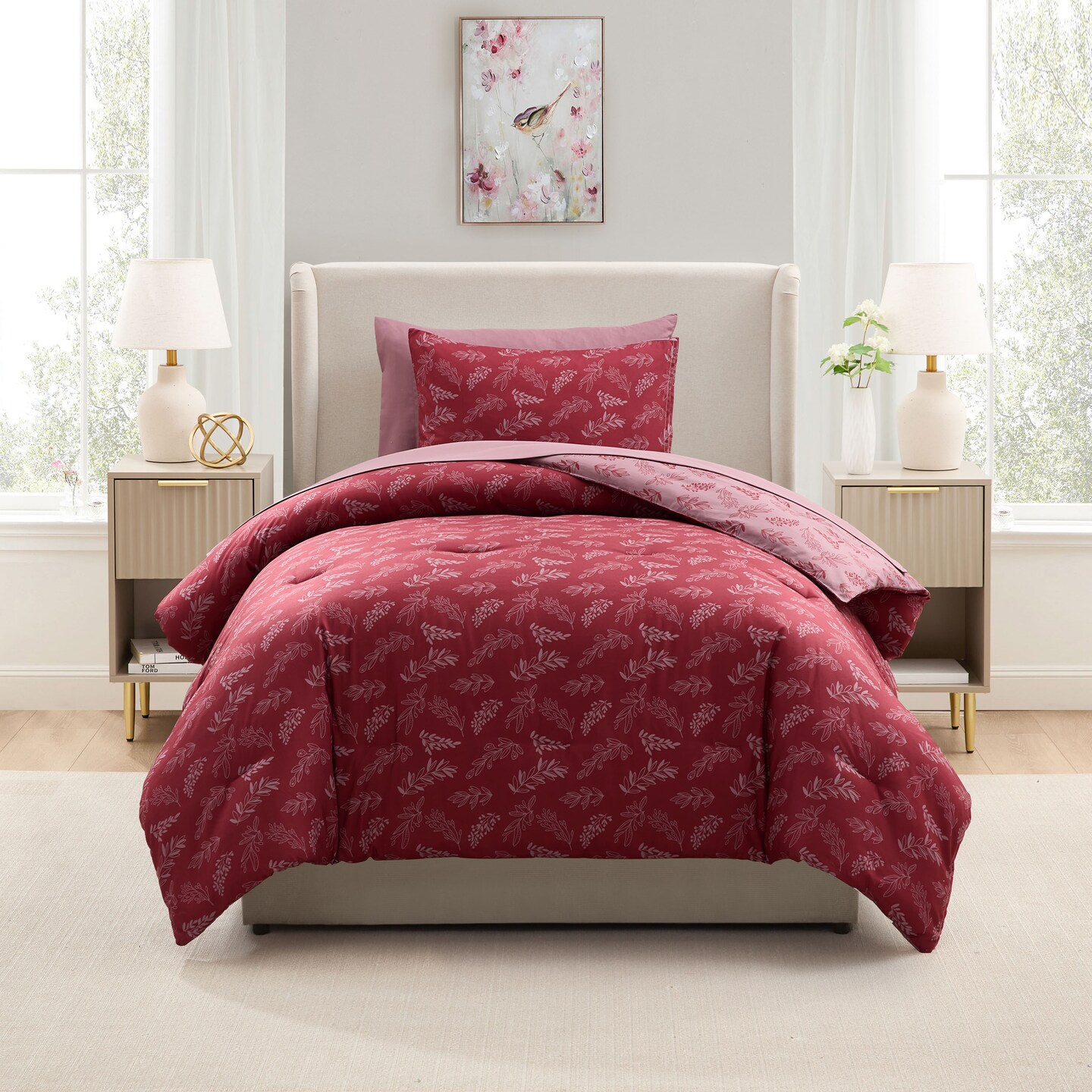 CraftBud 7 Pc Botanical  Comforter Sets with Sheets