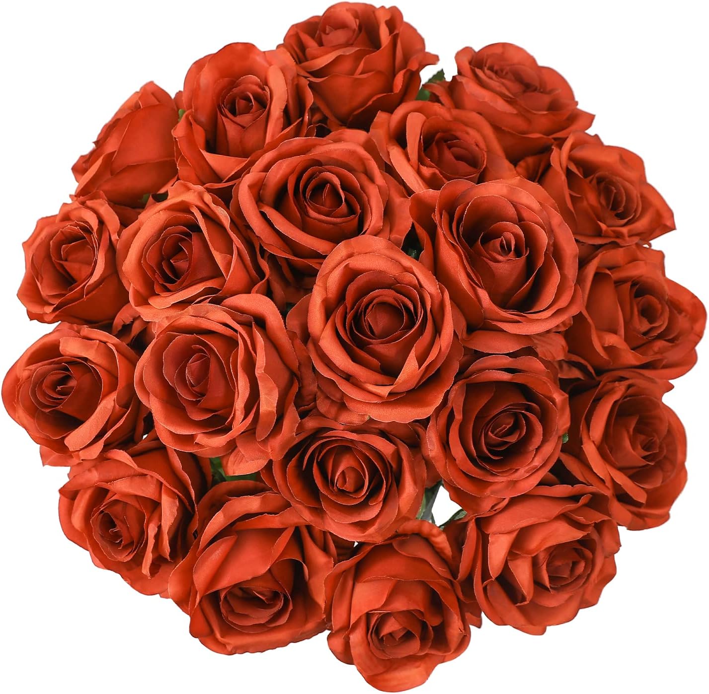10 Pcs Artificial Burnt Orange Roses Flower