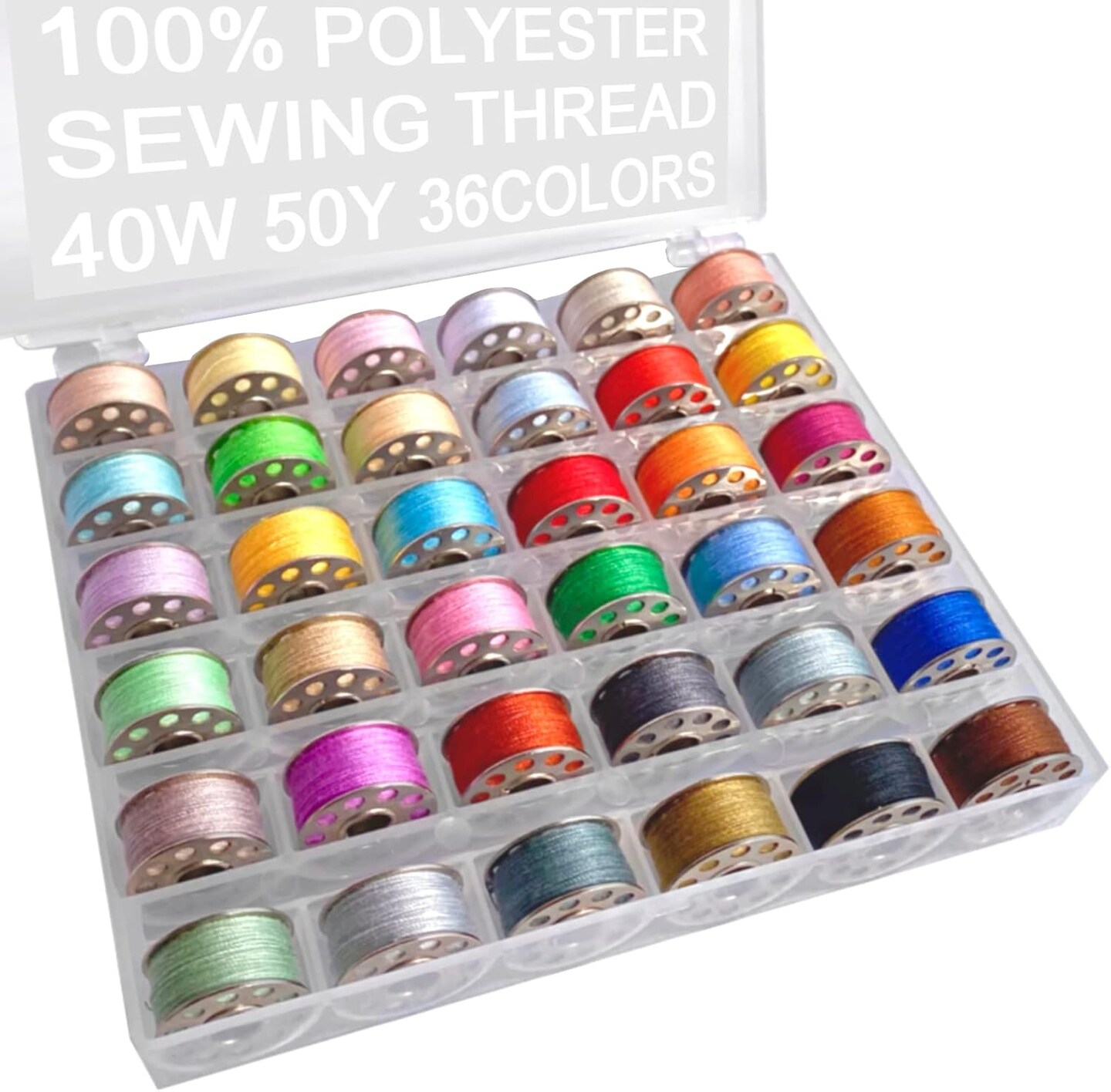 36Pcs Bobbins and Sewing Threads with Plastic Bobbin Case | Michaels