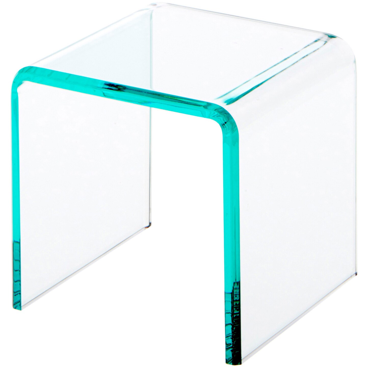 Plymor Clear Acrylic "Green Glass-Look Beveled Edge" Display Riser 4" x 4" x 4" (1/4" thick)