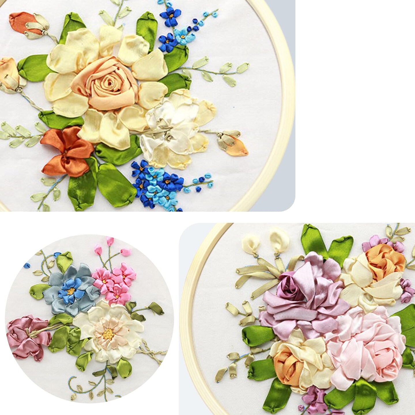 3 Pack Embroidery Starter Kit with Pattern, Stamped Cross Stitch Kits