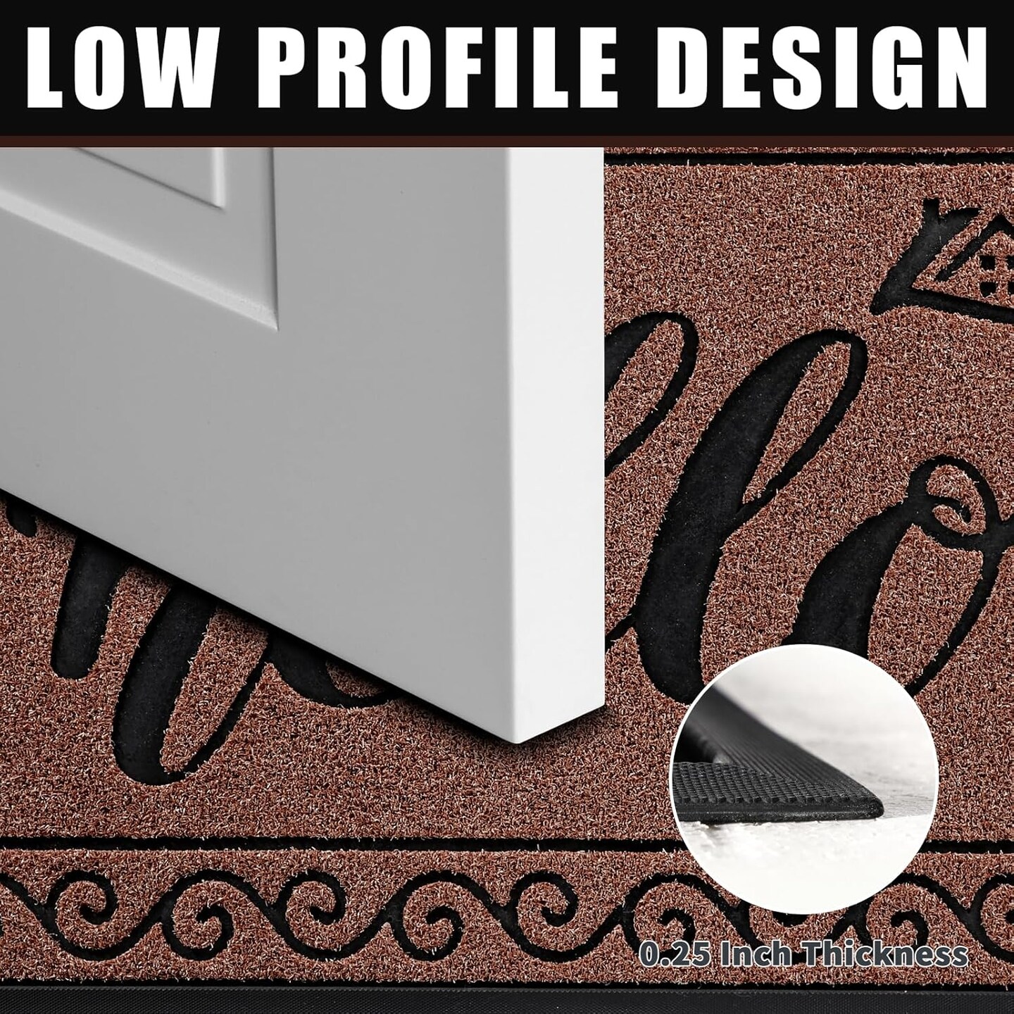 Outdoor Indoor Door Mat Outside Entrance 29.5 x 17, 100% Waterproof All-Season Front Welcome Mat, Washable Heavy Duty Doormat, Stain and Fade Resistant, Low Profile, Easy Clean,Maroon