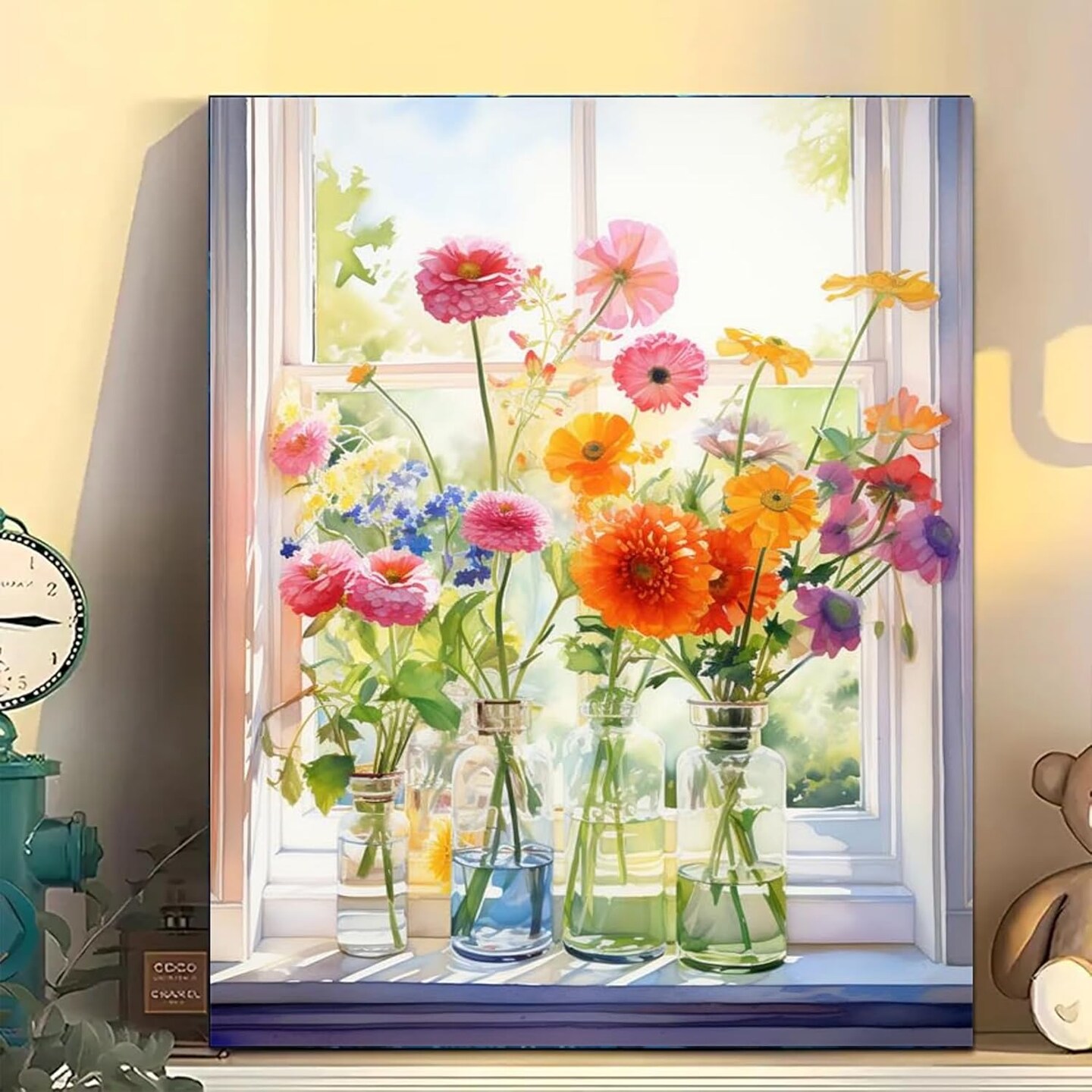 Flowers Paint by Numbers Kit for Adults-Flower Adult Paint by Number Kits on Canvas,Flowers Painting by Number Adult for Gift Home Wall Decor(16x20inch)