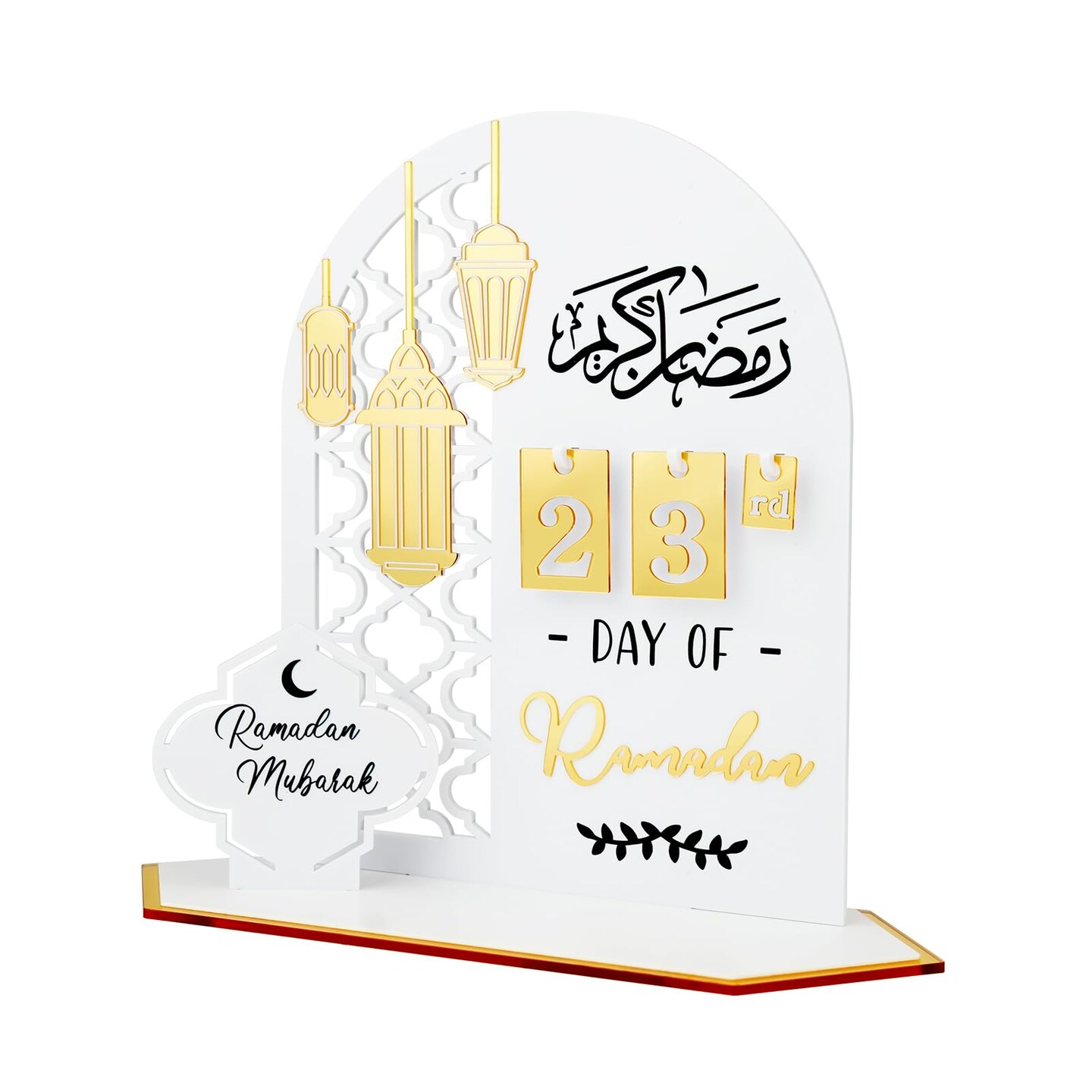 Ramadan Advent Countdown Calendar Acrylic: Ramadan Decorations for Home Eid Mubarak Table Decor, 30 Days Countdown Calendar 2025 Ramadan Gifts for Family (White &#xFF06;Gold)