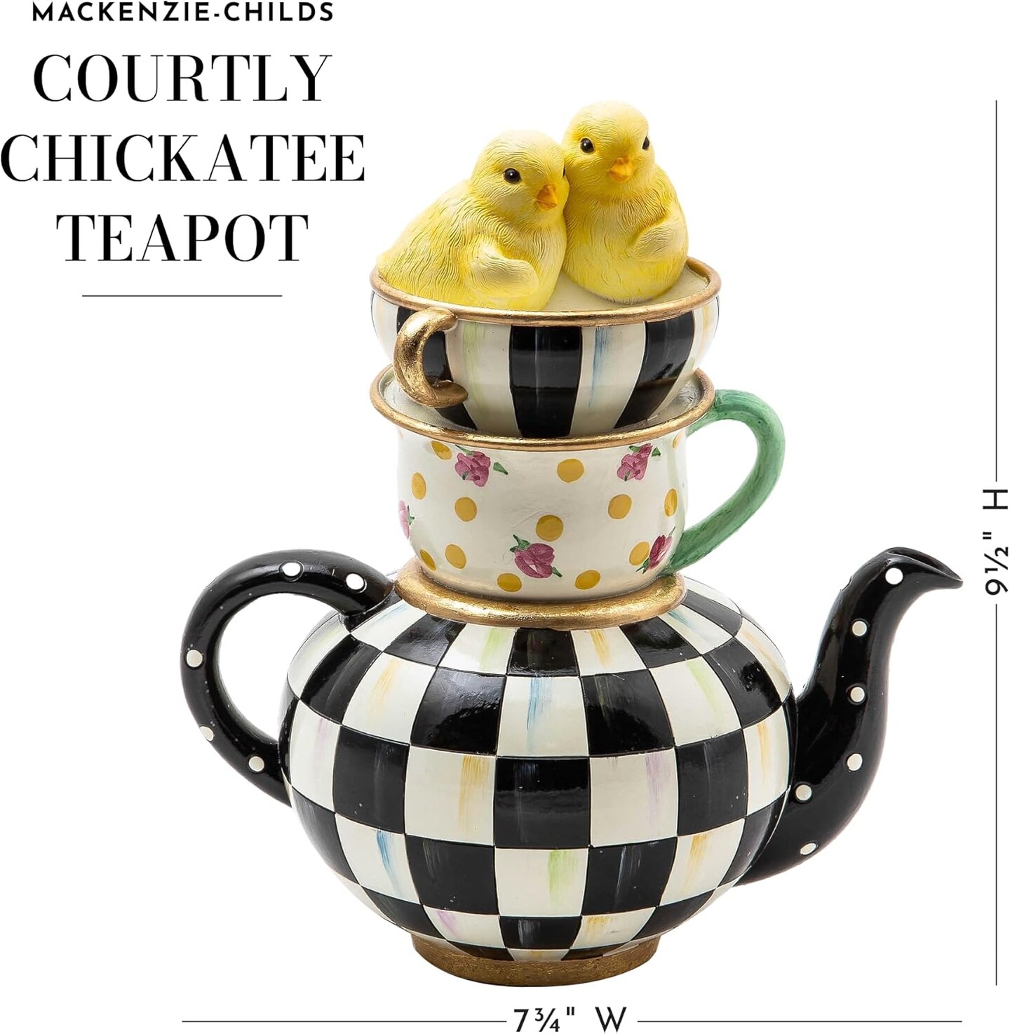 Courtly Chickatee Teapot, Cute Tea Kettle and Chick Spring Decor