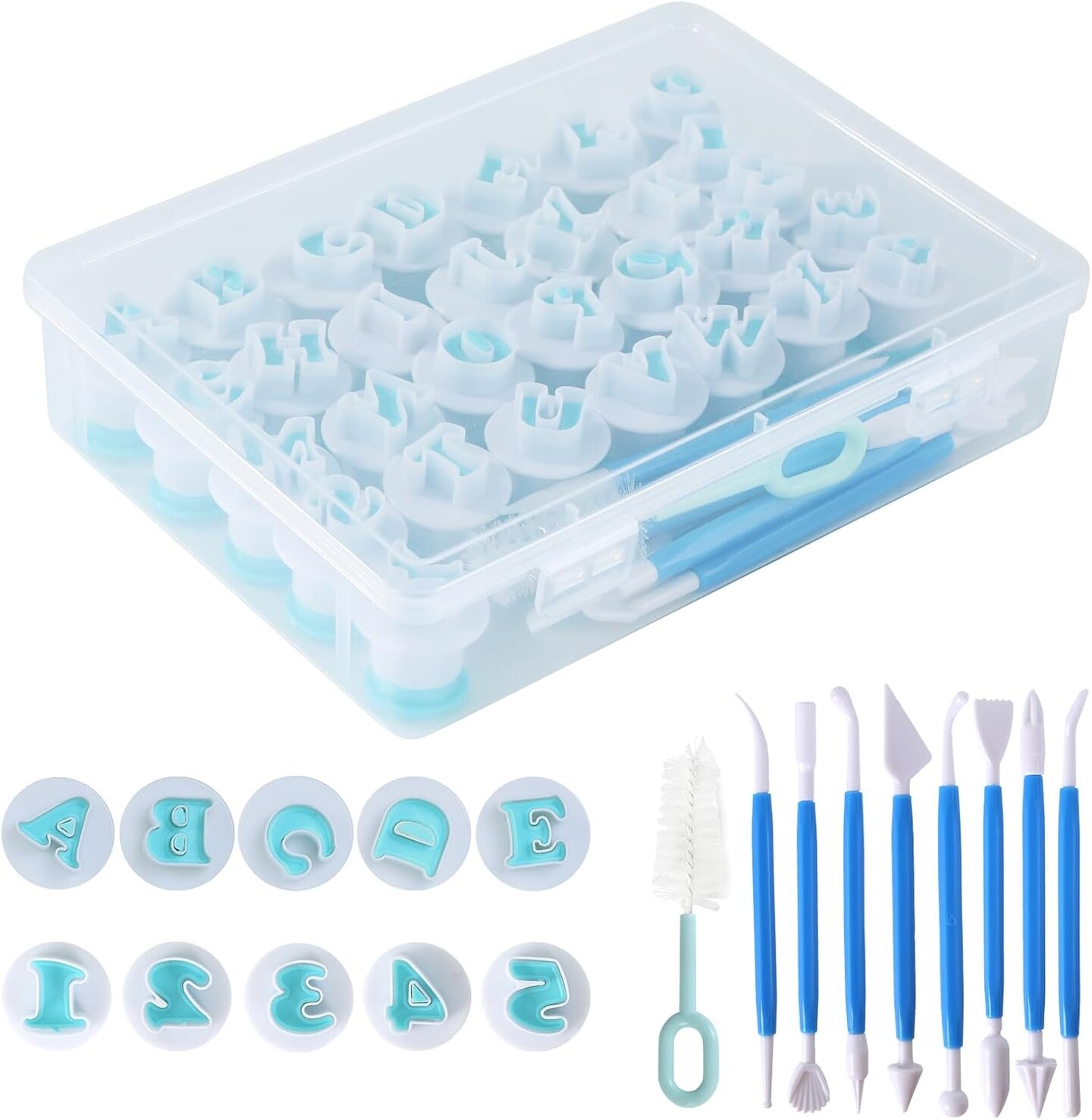 36 Pieces Alphabet &#x26; Number Fondant Cake Mold, Cookie Stamp Impress