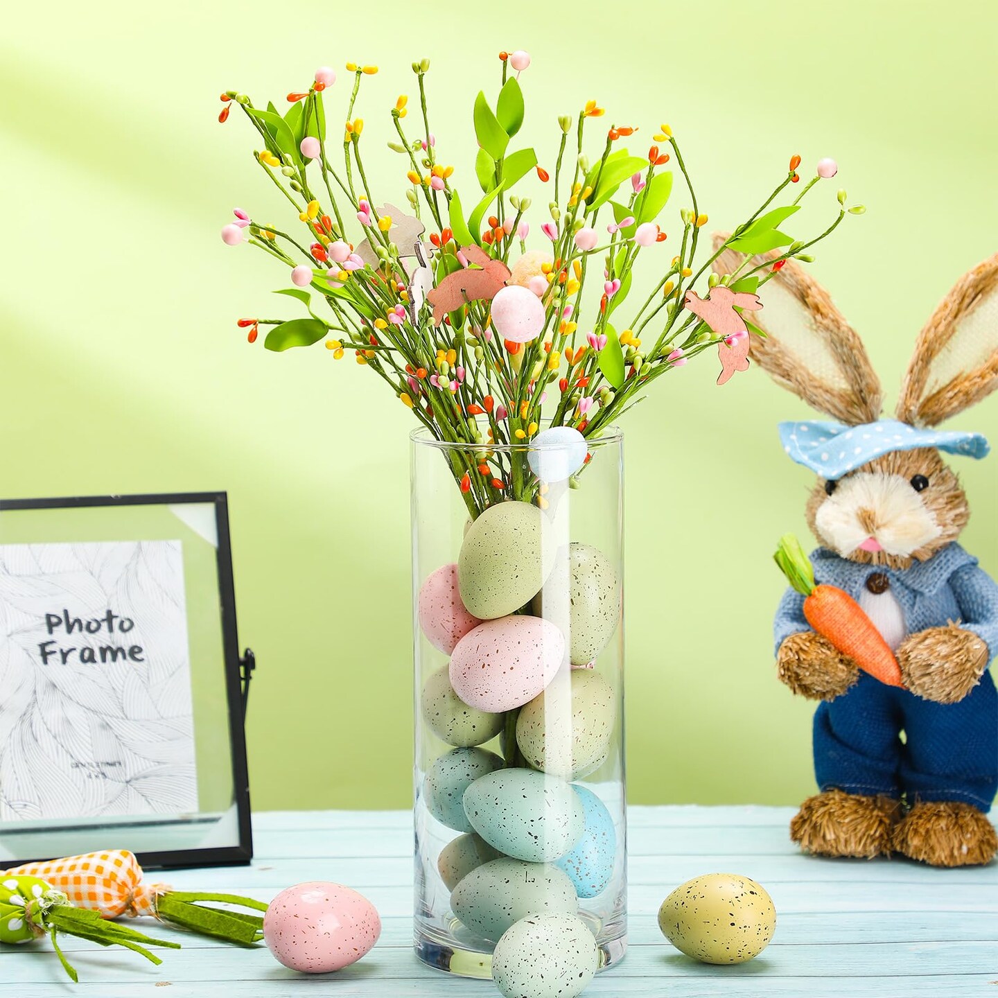 SiliFine Easter Speckled Eggs 2.4 in Plastic Speckled Eggs Bowl and Vase Filler Faux Chicken Eggs for DIY Spring Displays and Easter Decorations (Pink, Blue, Yellow, Light Blue,16 Pcs)