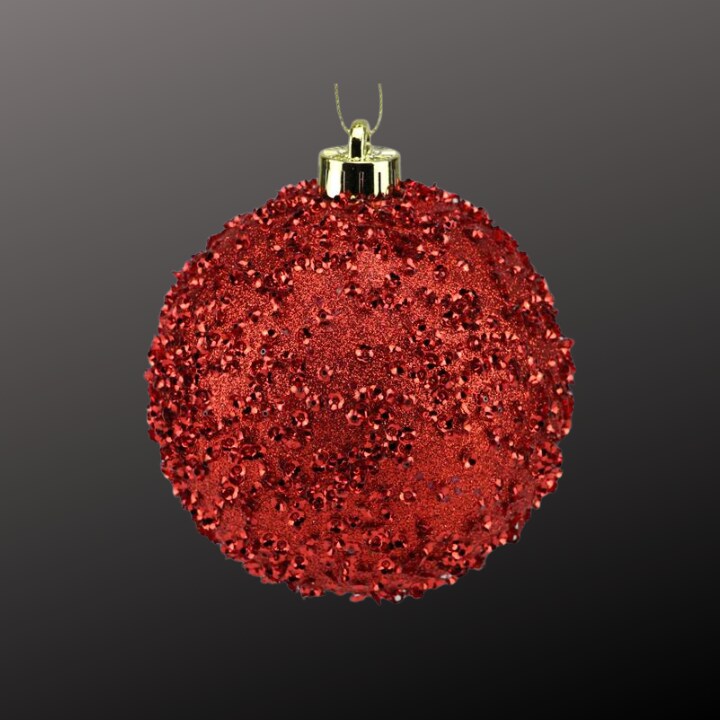 Red Glitter Christmas Ornament | 120MM Sequin Shatterproof Ball-XY881624